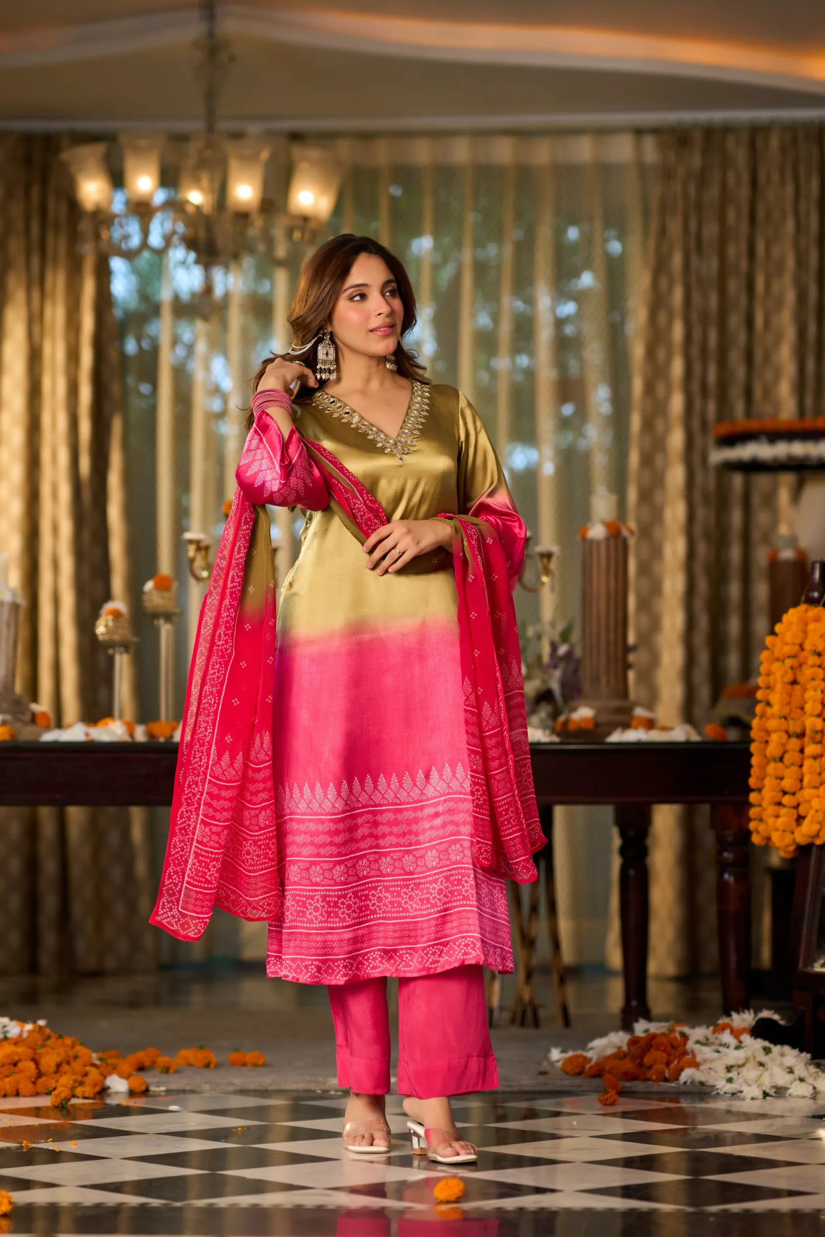 Golden Fuchsia Suit Set