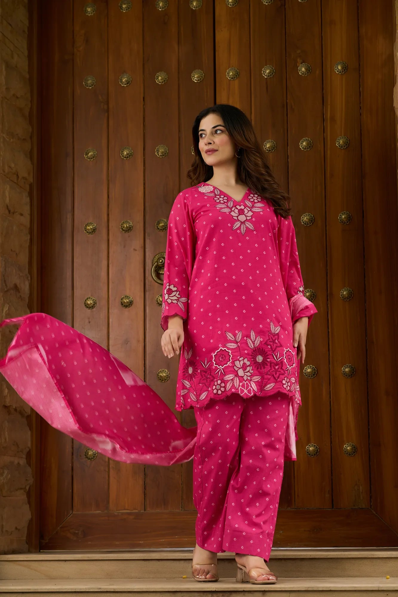 Pink Patchwork Suit Set