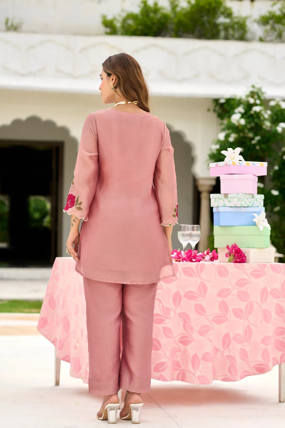 Rose Bloom Embroidered Suit Set