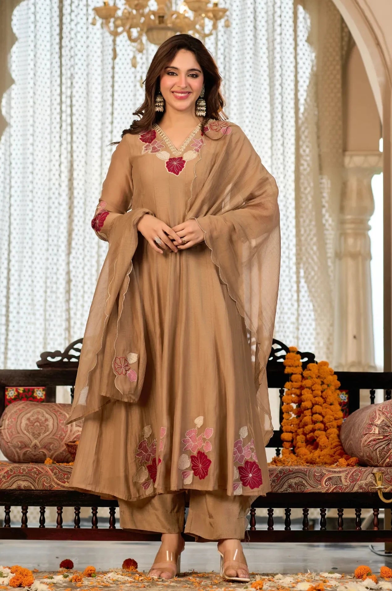 Mocha Brown Flared Suit Set