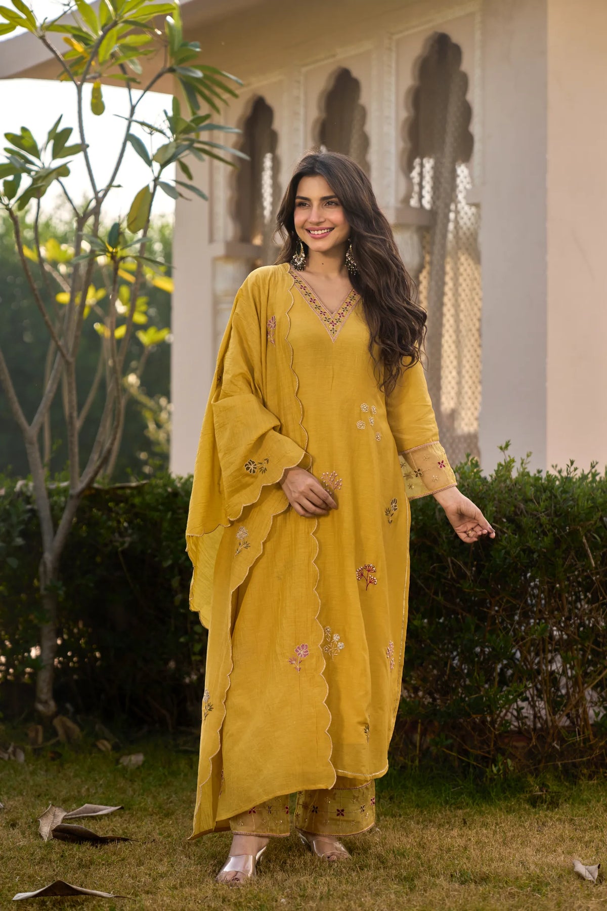 Mustard Noor Chanderi Kurta Set