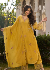 Mustard Noor Chanderi Kurta Set