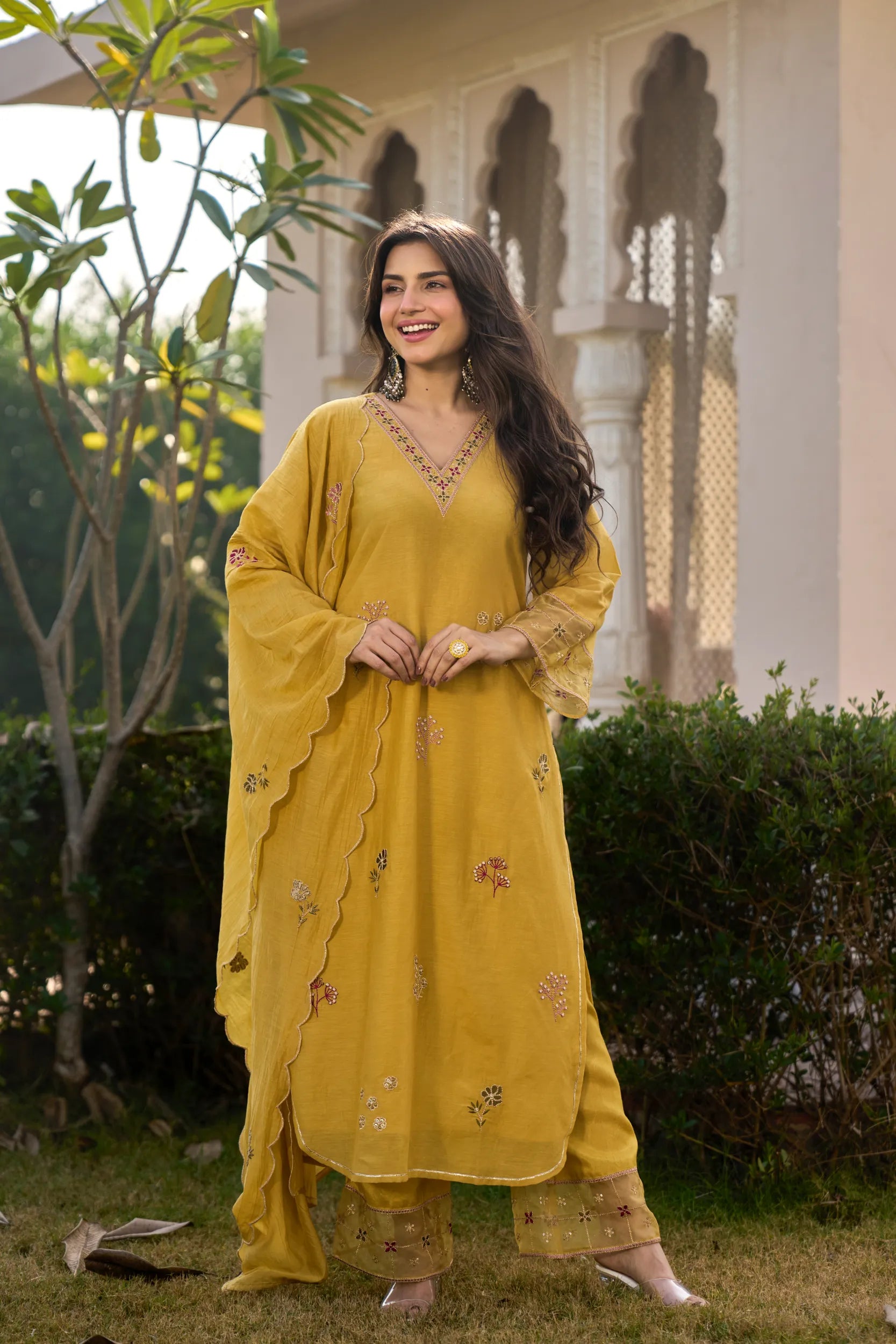 Mustard Noor Chanderi Kurta Set