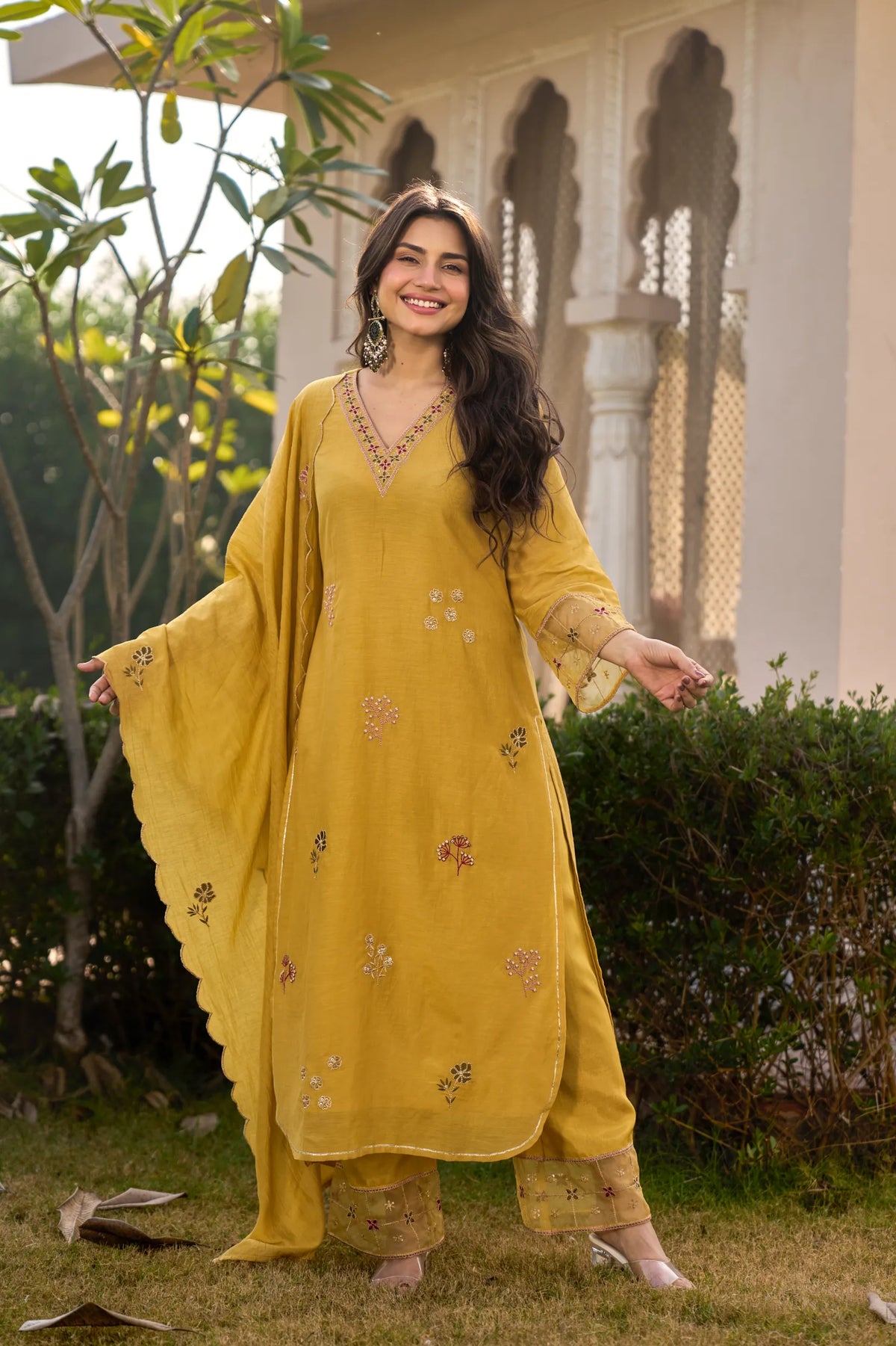 Mustard Noor Chanderi Kurta Set