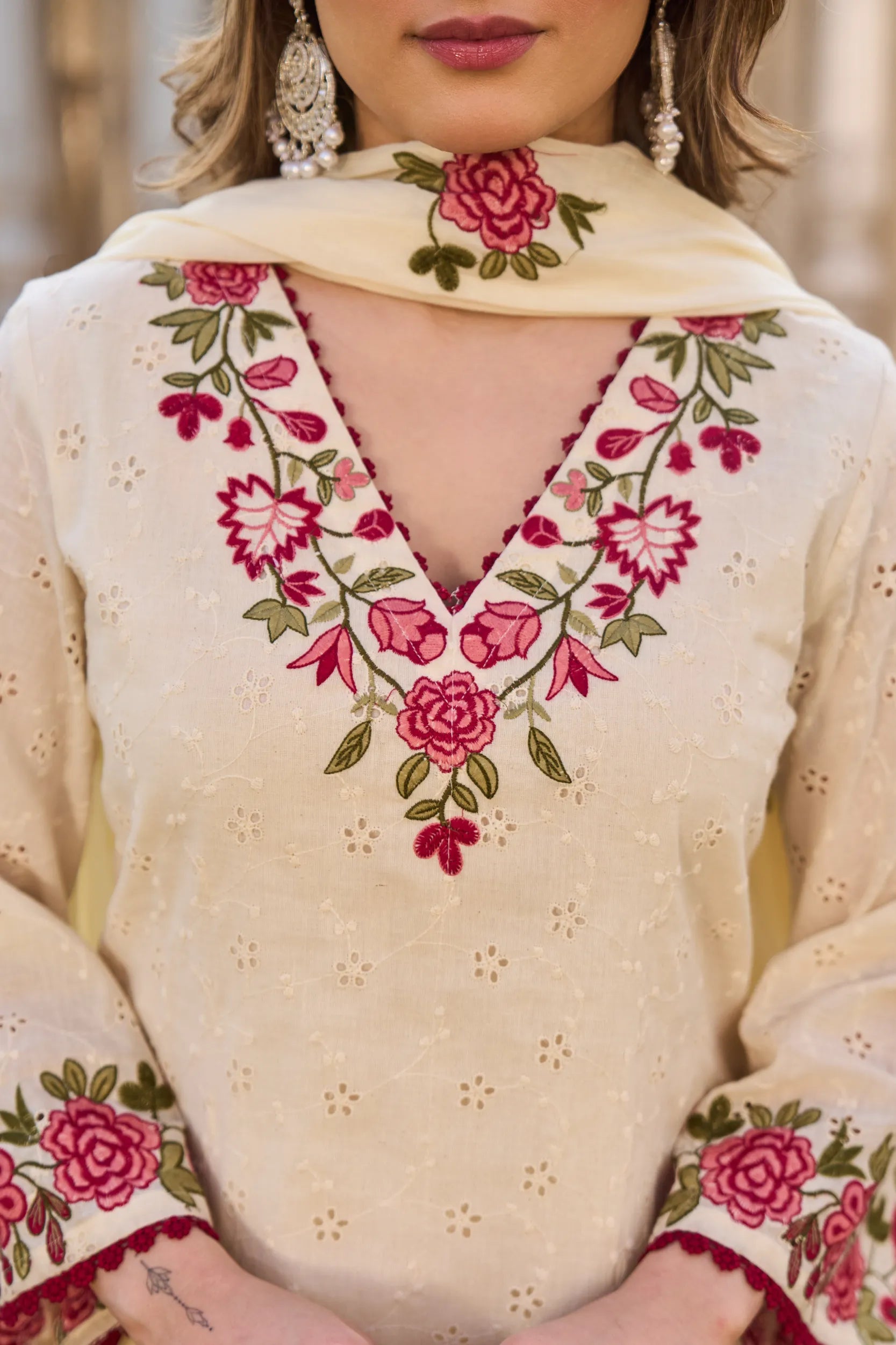 Ivory Blossom Kurta Set
