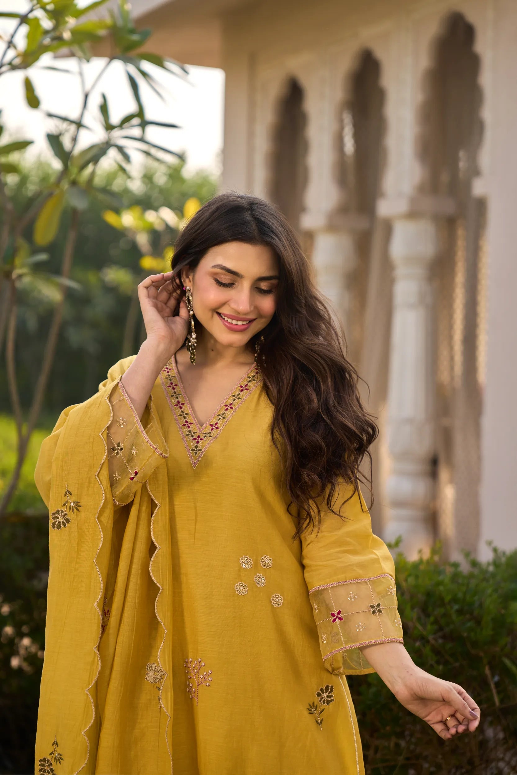 Mustard Noor Chanderi Kurta Set
