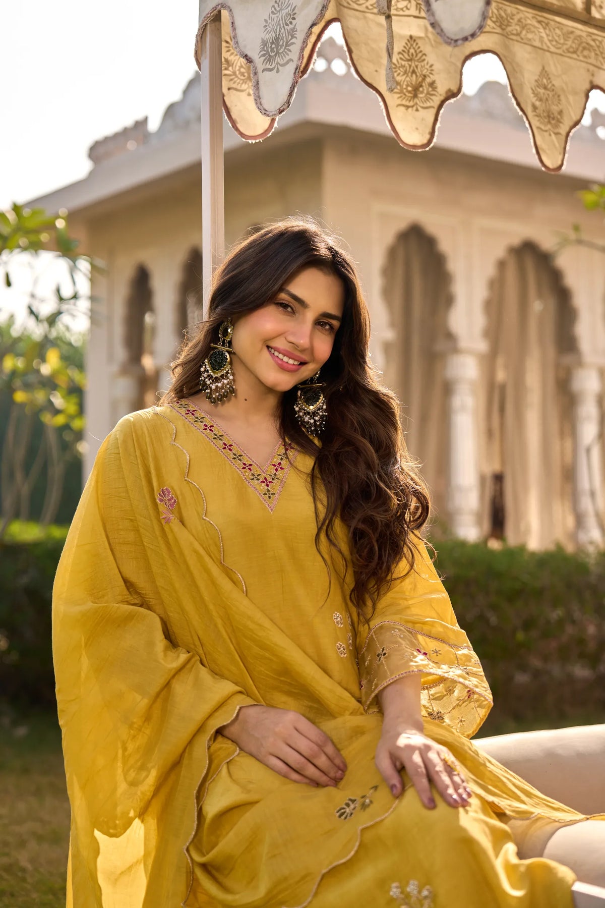 Mustard Noor Chanderi Kurta Set