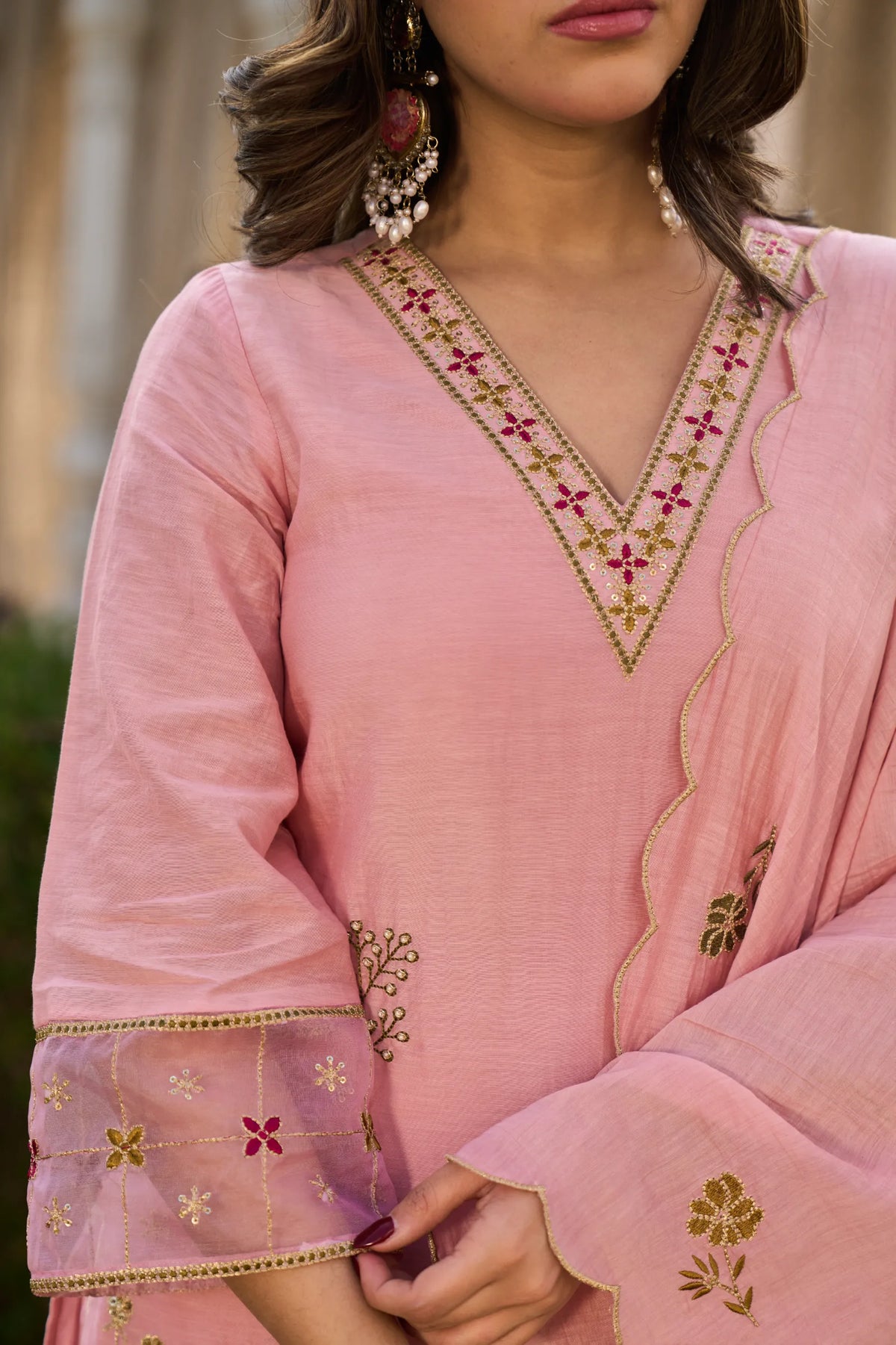 Blush Rose Embroidered Kurta Set
