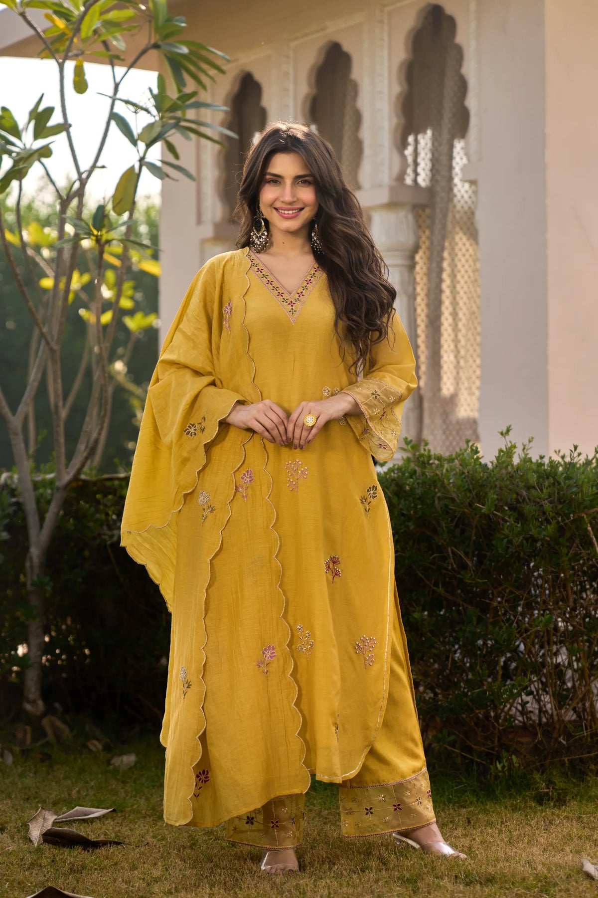 Mustard Noor Chanderi Kurta Set