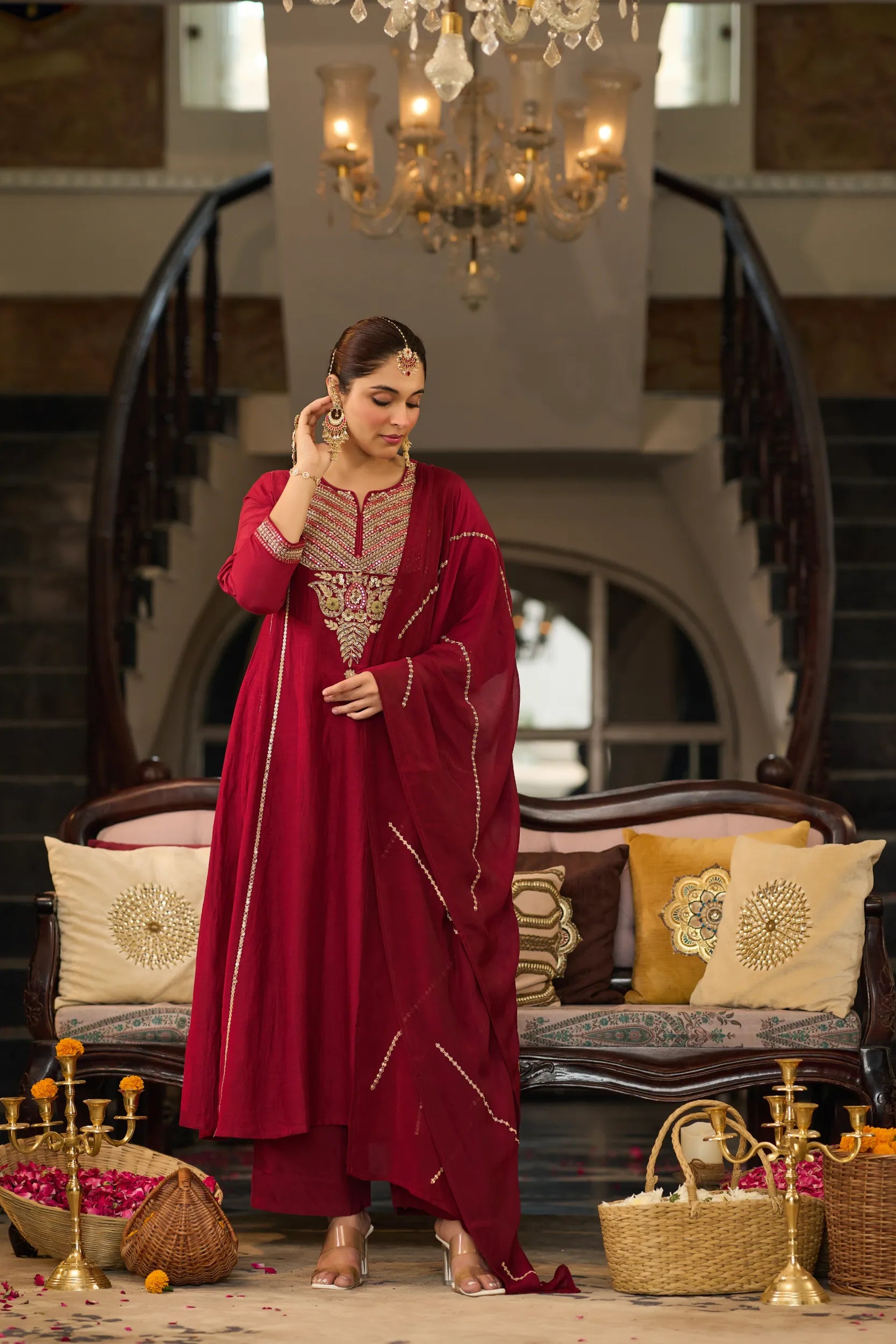 Ruby Embroidered Suit Set