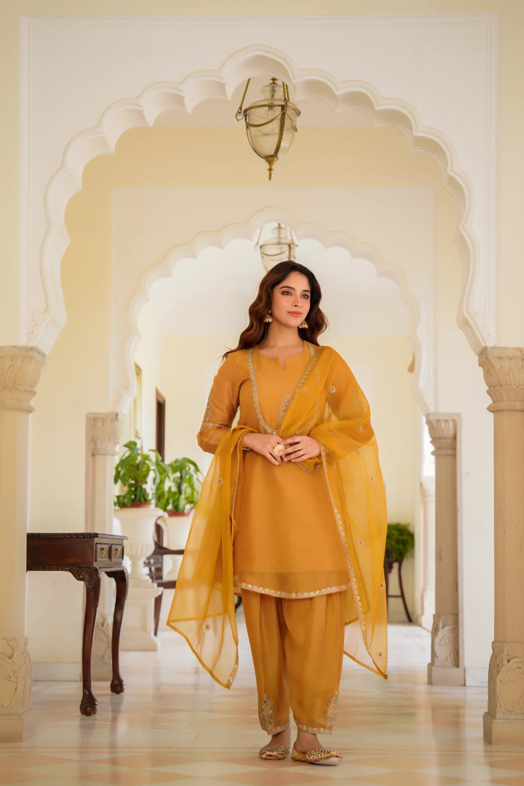 Golden Dusk Swiss Kurta Set
