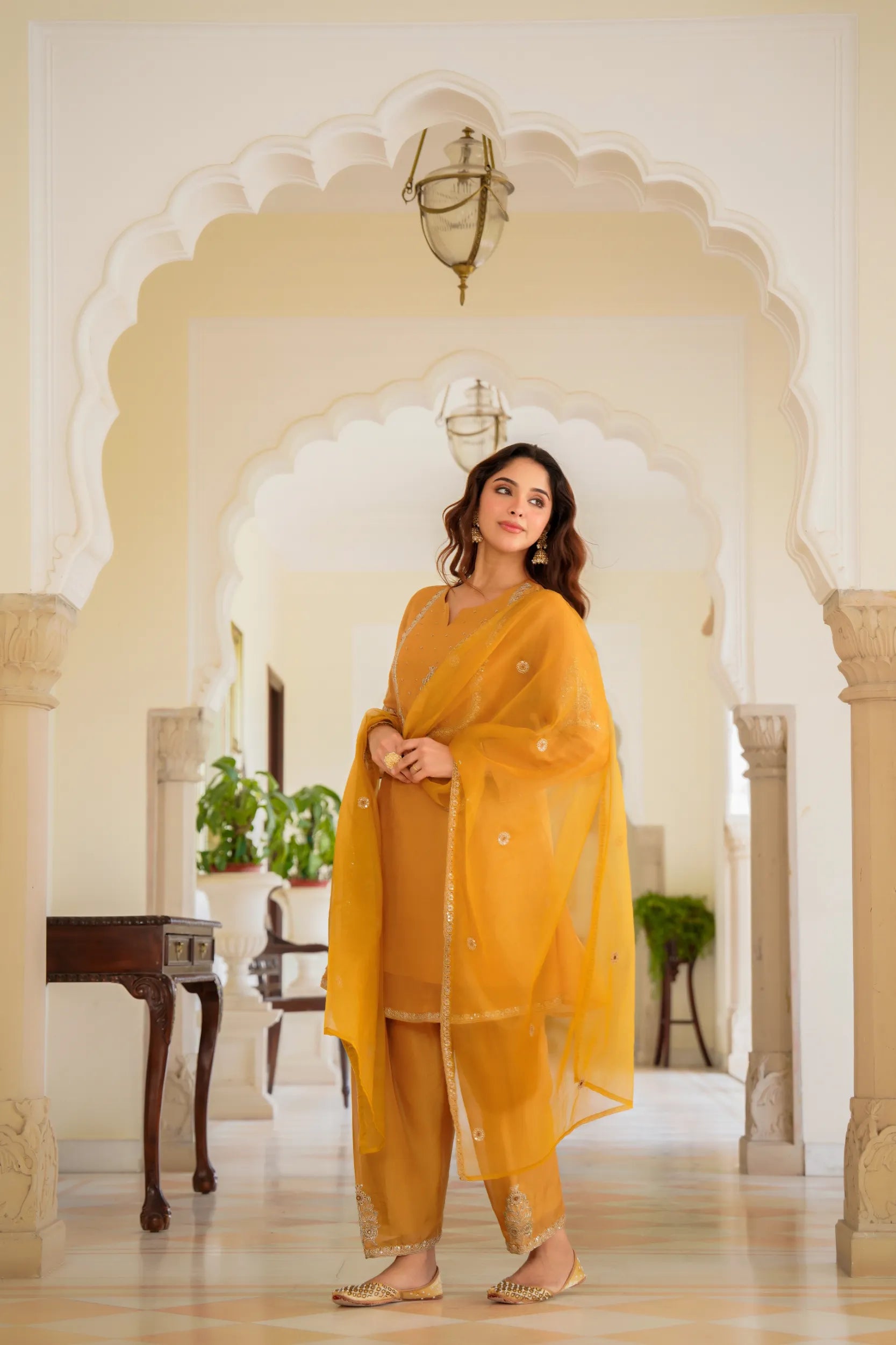 Golden Dusk Swiss Kurta Set