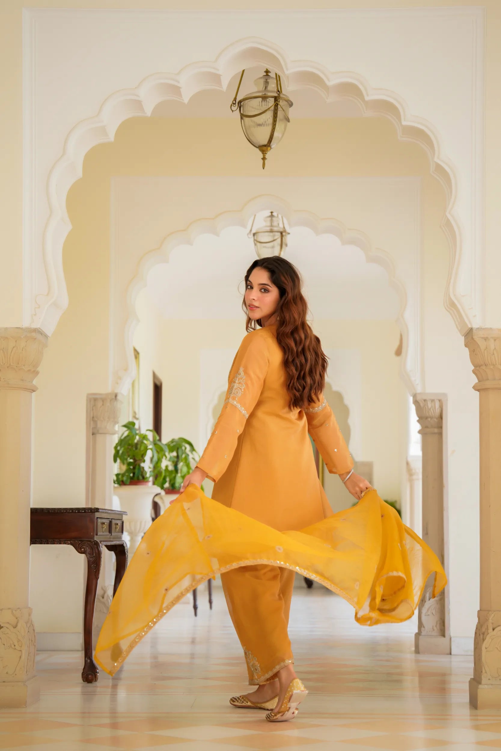 Golden Dusk Swiss Kurta Set