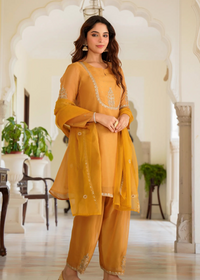 Golden Dusk Swiss Kurta Set