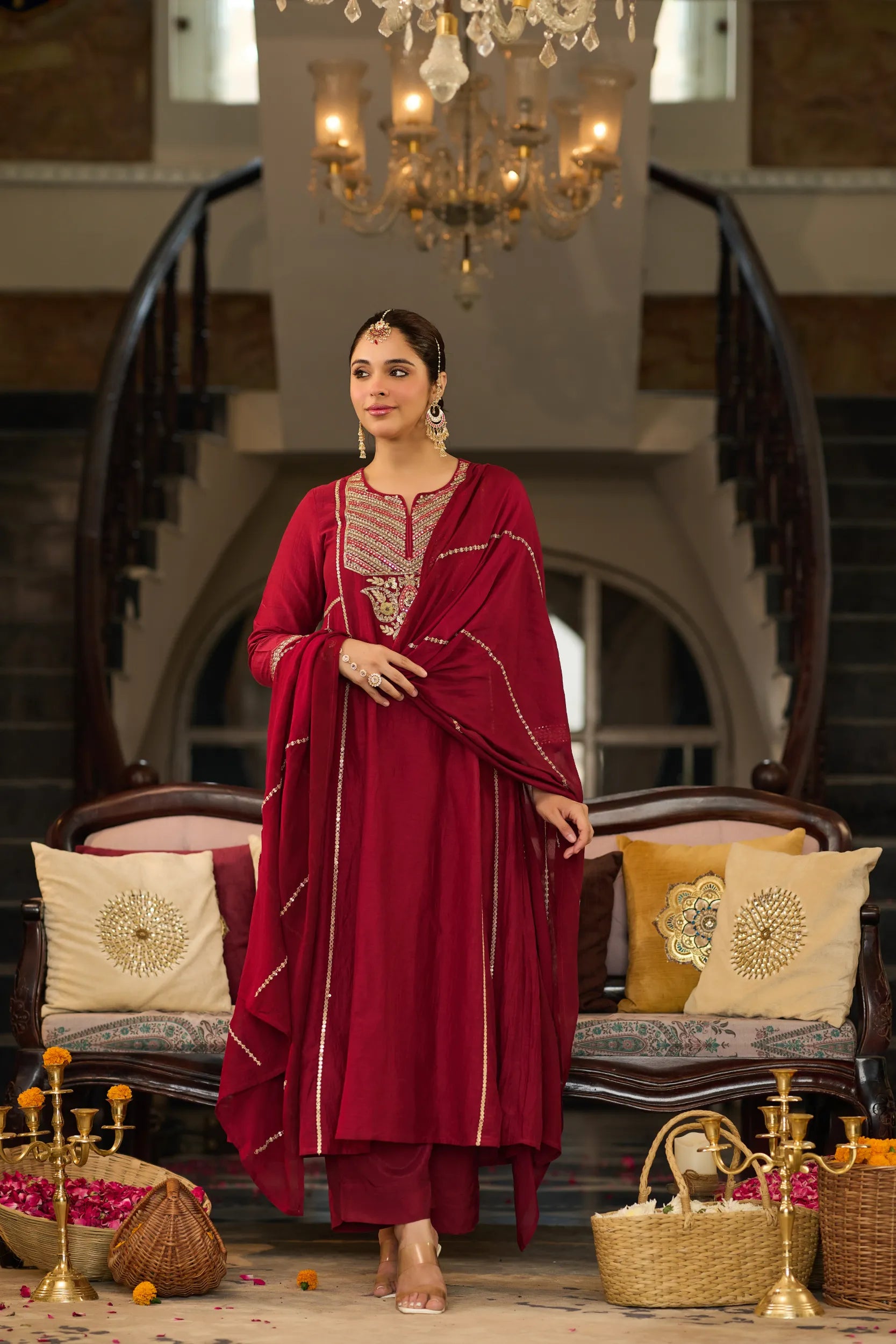 Ruby Embroidered Suit Set