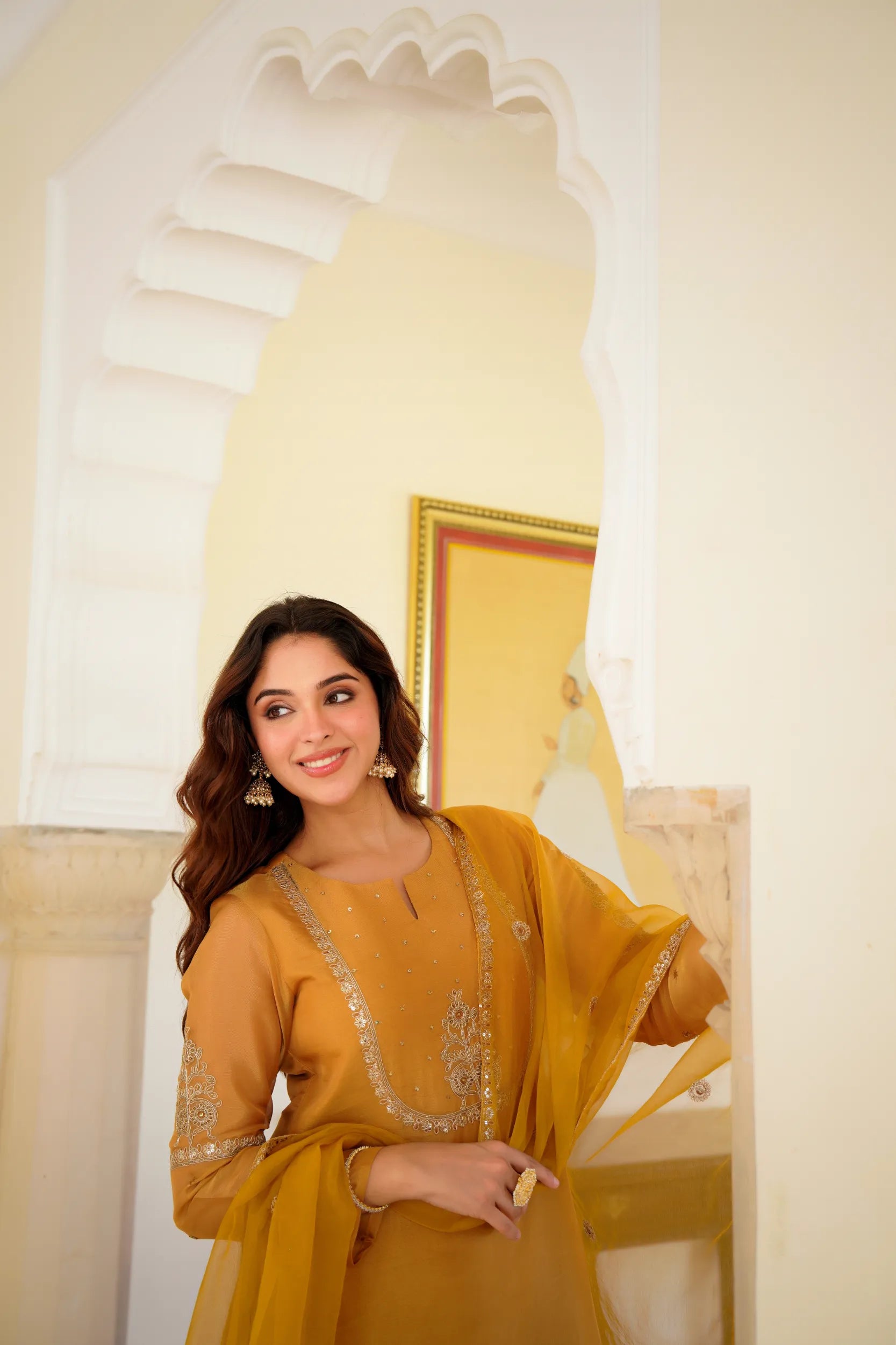 Golden Dusk Swiss Kurta Set