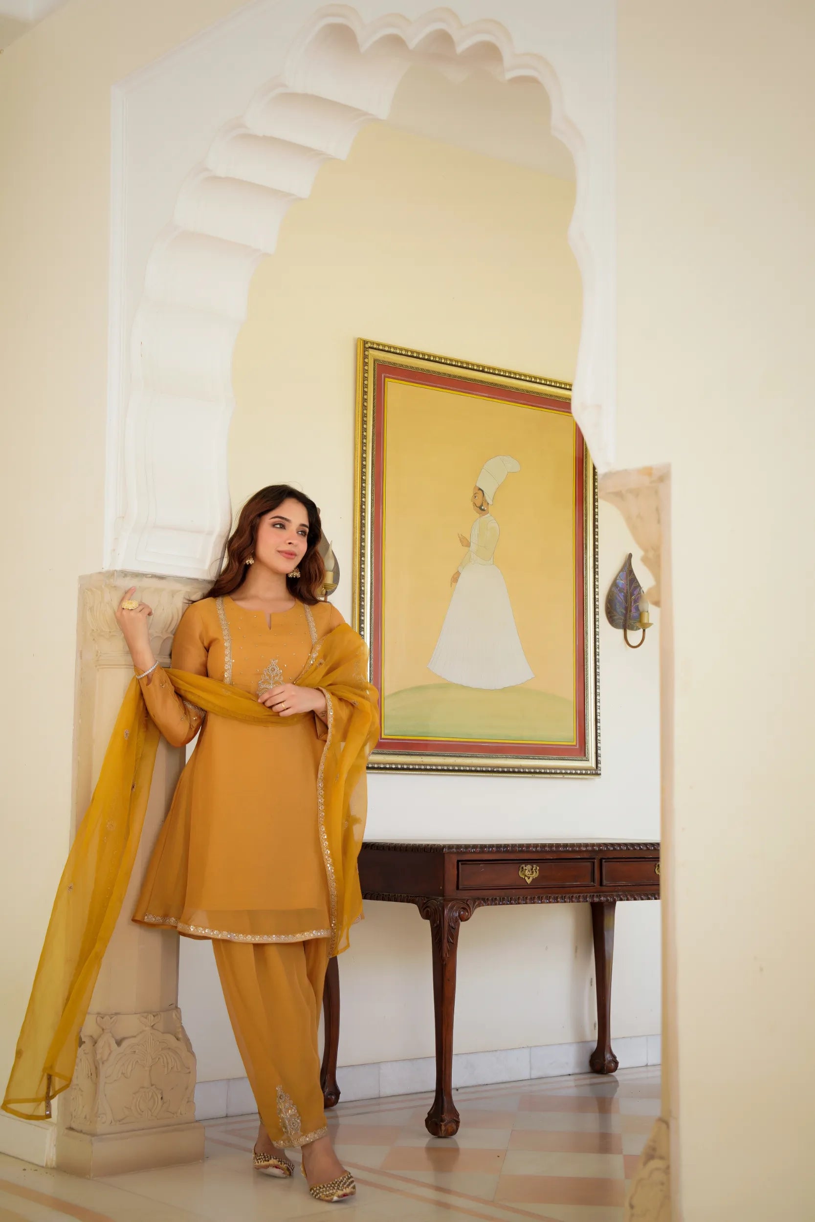 Golden Dusk Swiss Kurta Set
