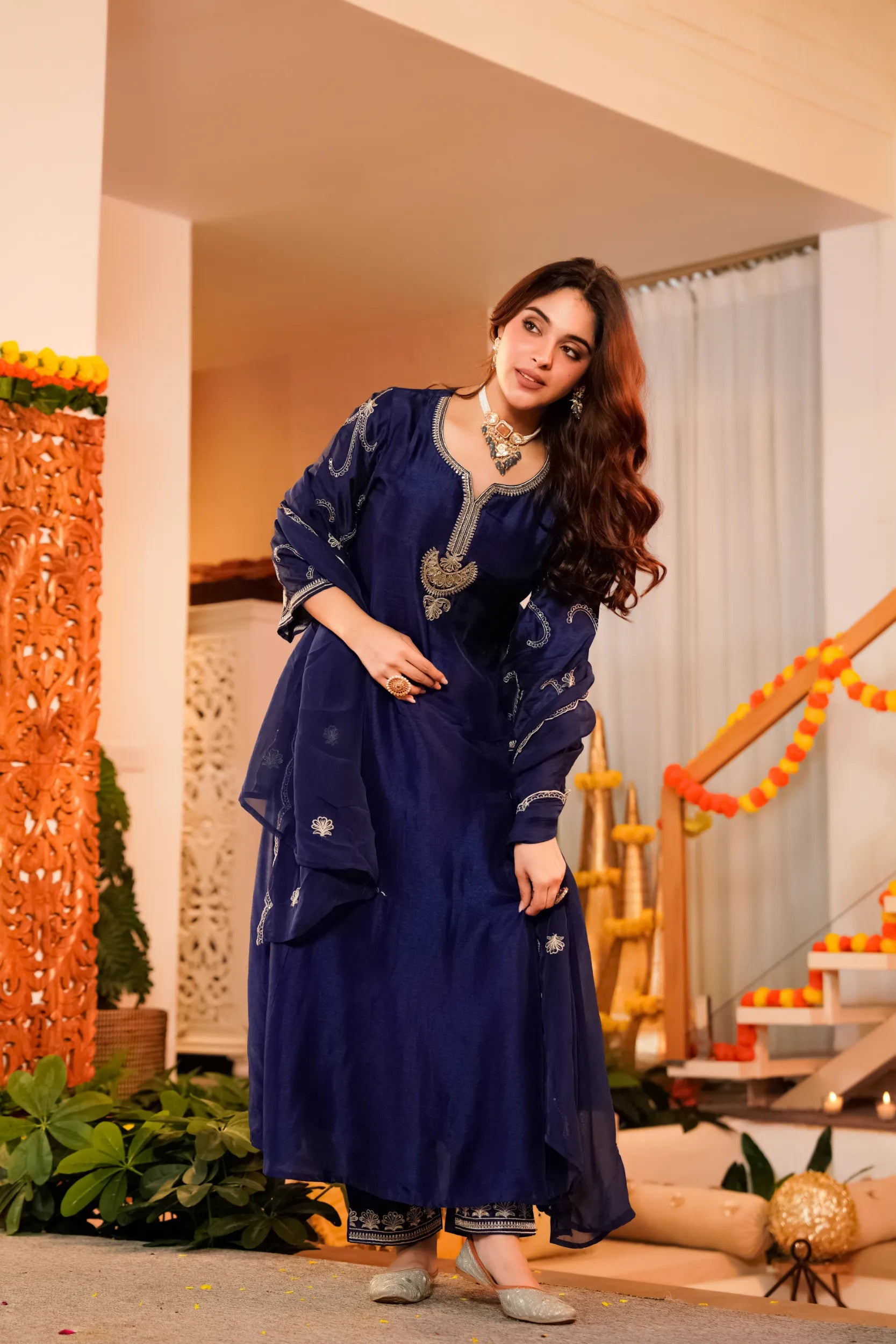 Midnight Majesty Russian Silk Suit Set