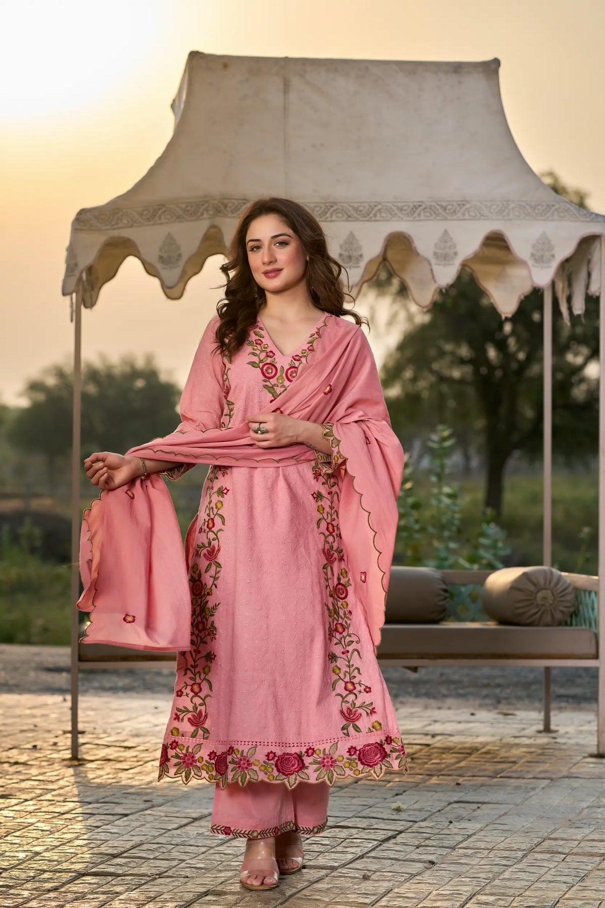 Rosy Embroidered Kurta Set