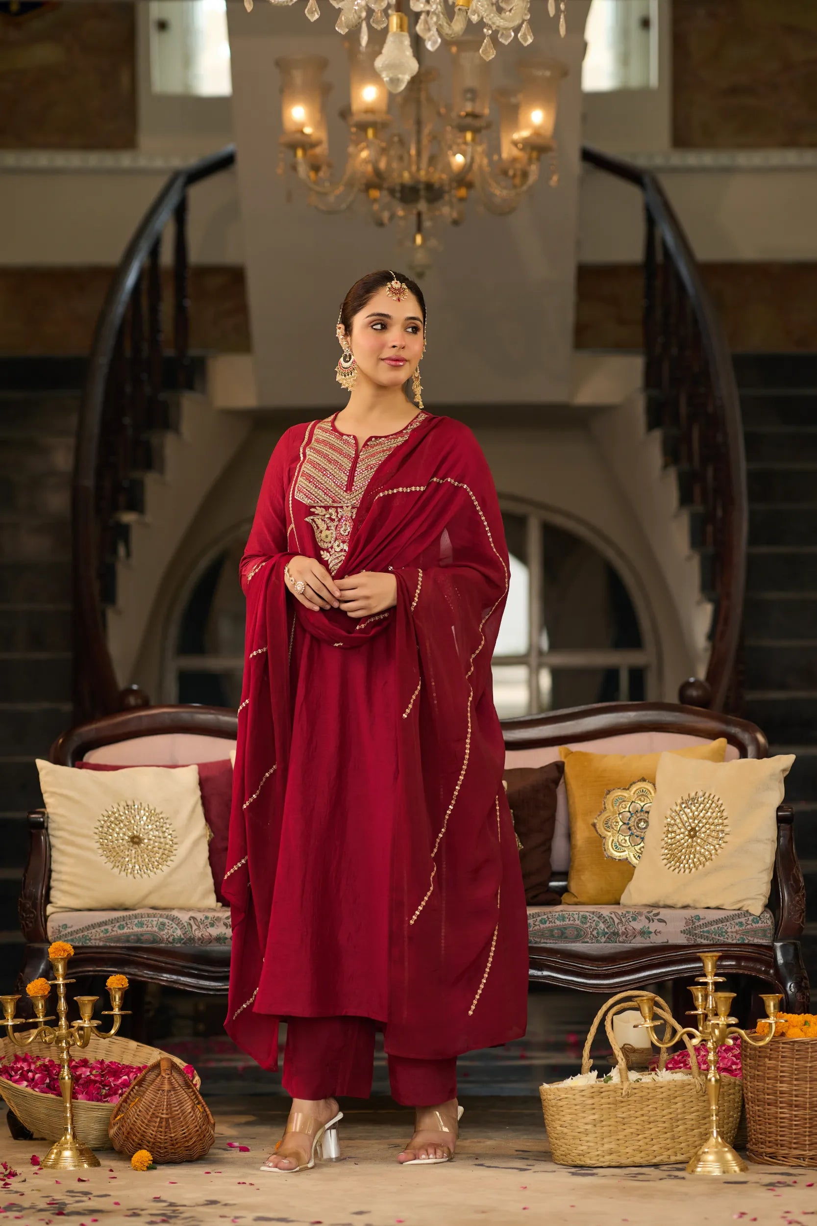Ruby Embroidered Suit Set