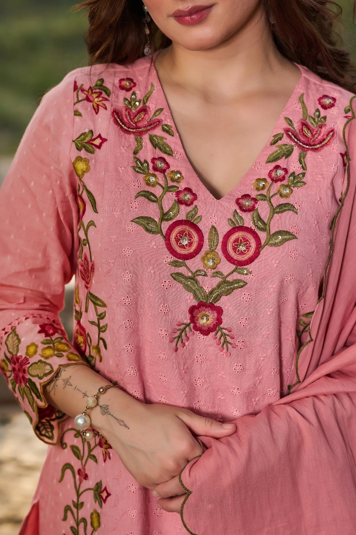 Rosy Embroidered Kurta Set