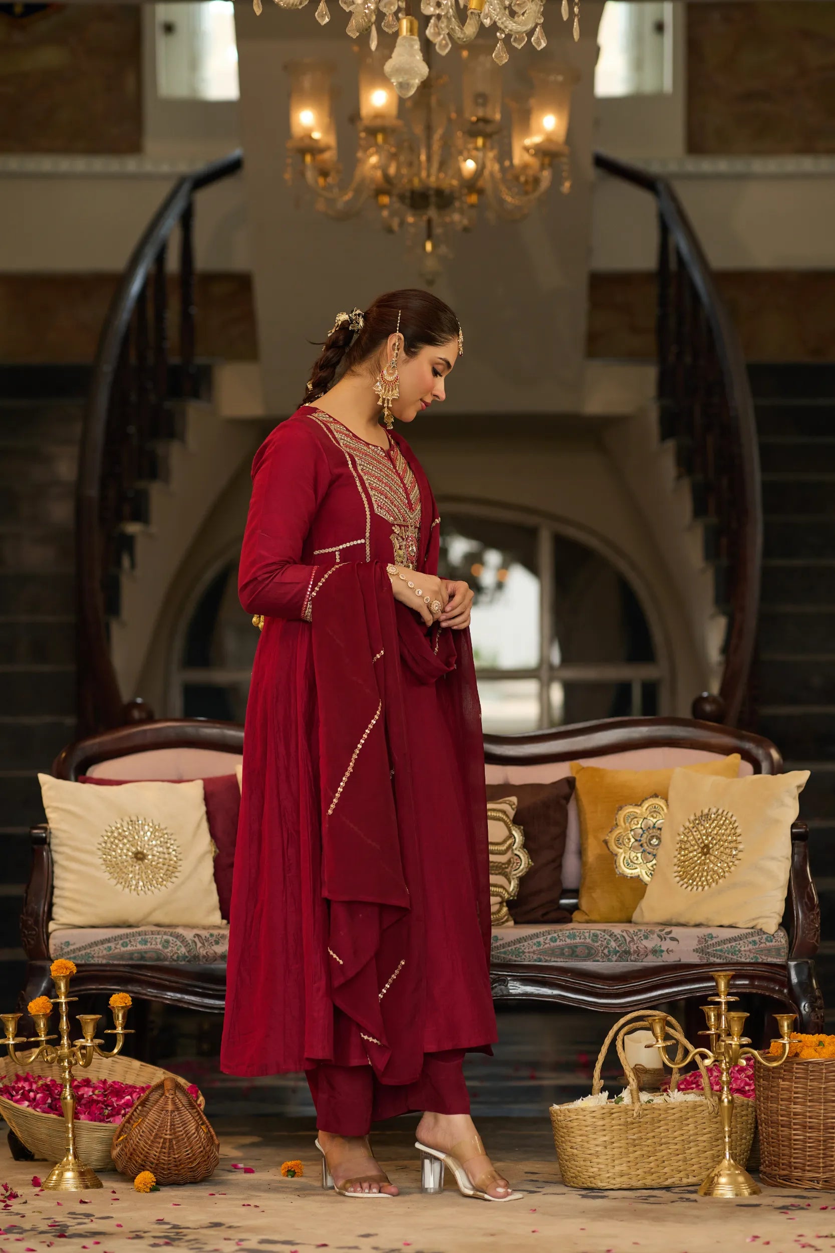 Ruby Embroidered Suit Set