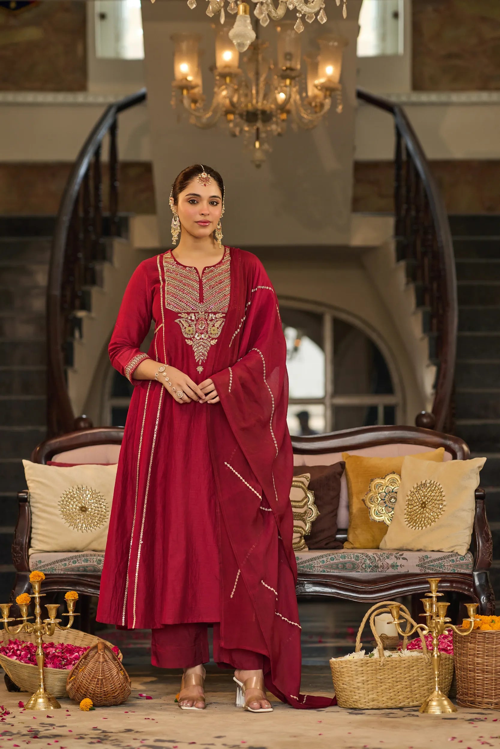 Ruby Embroidered Suit Set