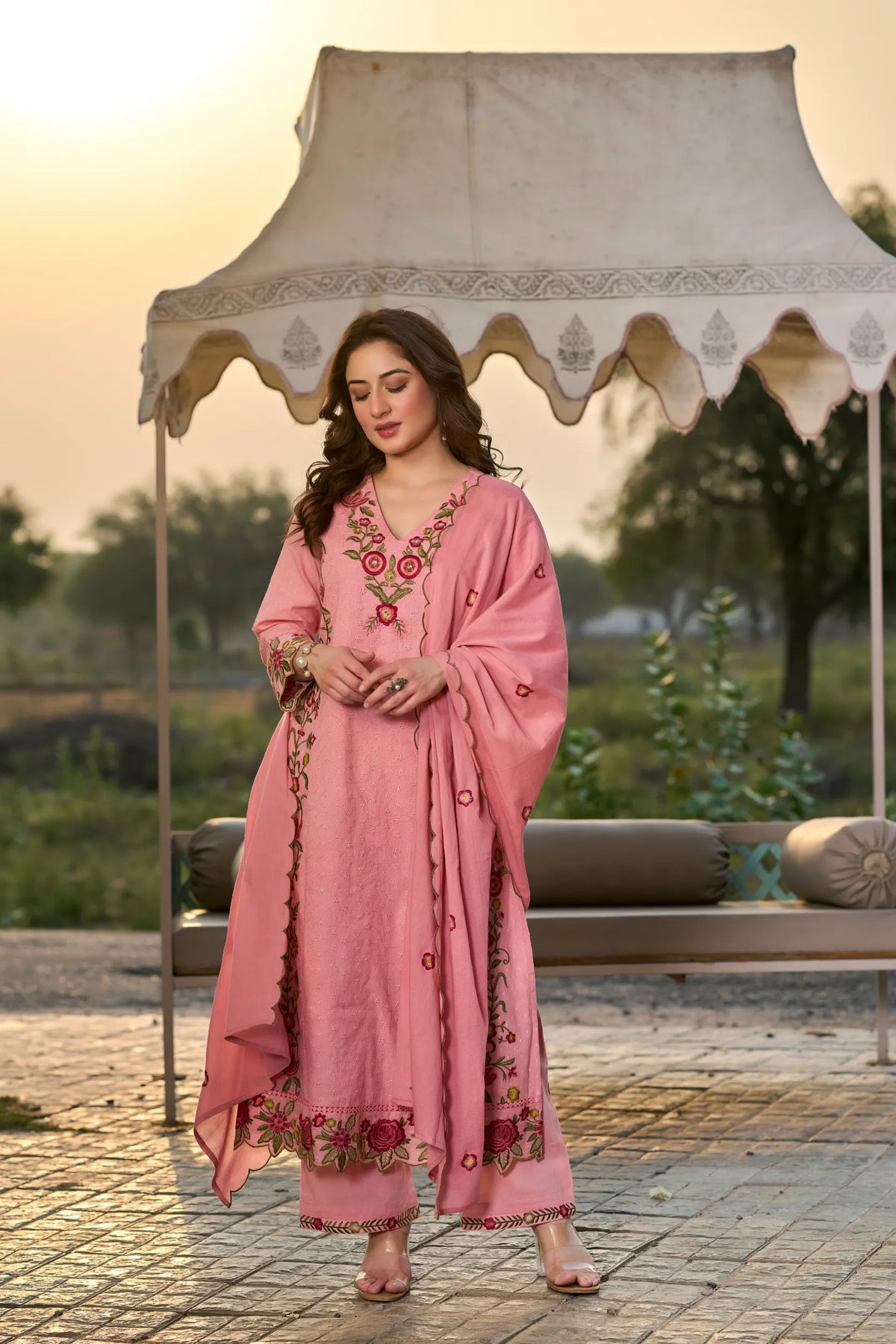 Rosy Embroidered Kurta Set