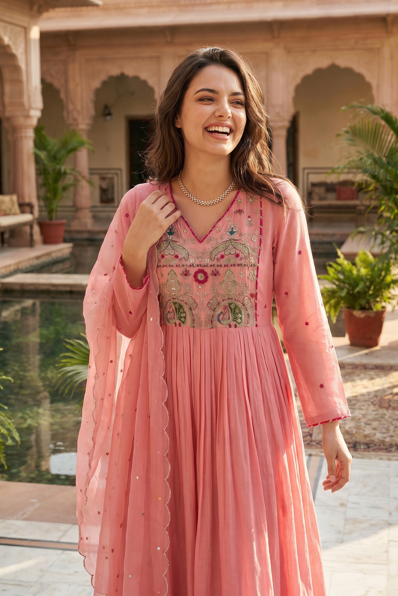 Pink Aura Ensemble Chanderi Suit Set