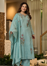 Powder Blue Embroidered Suit Set