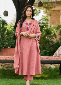 Pink Bloom Embroidered Set