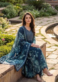 Teal Floral Flow Suit Set