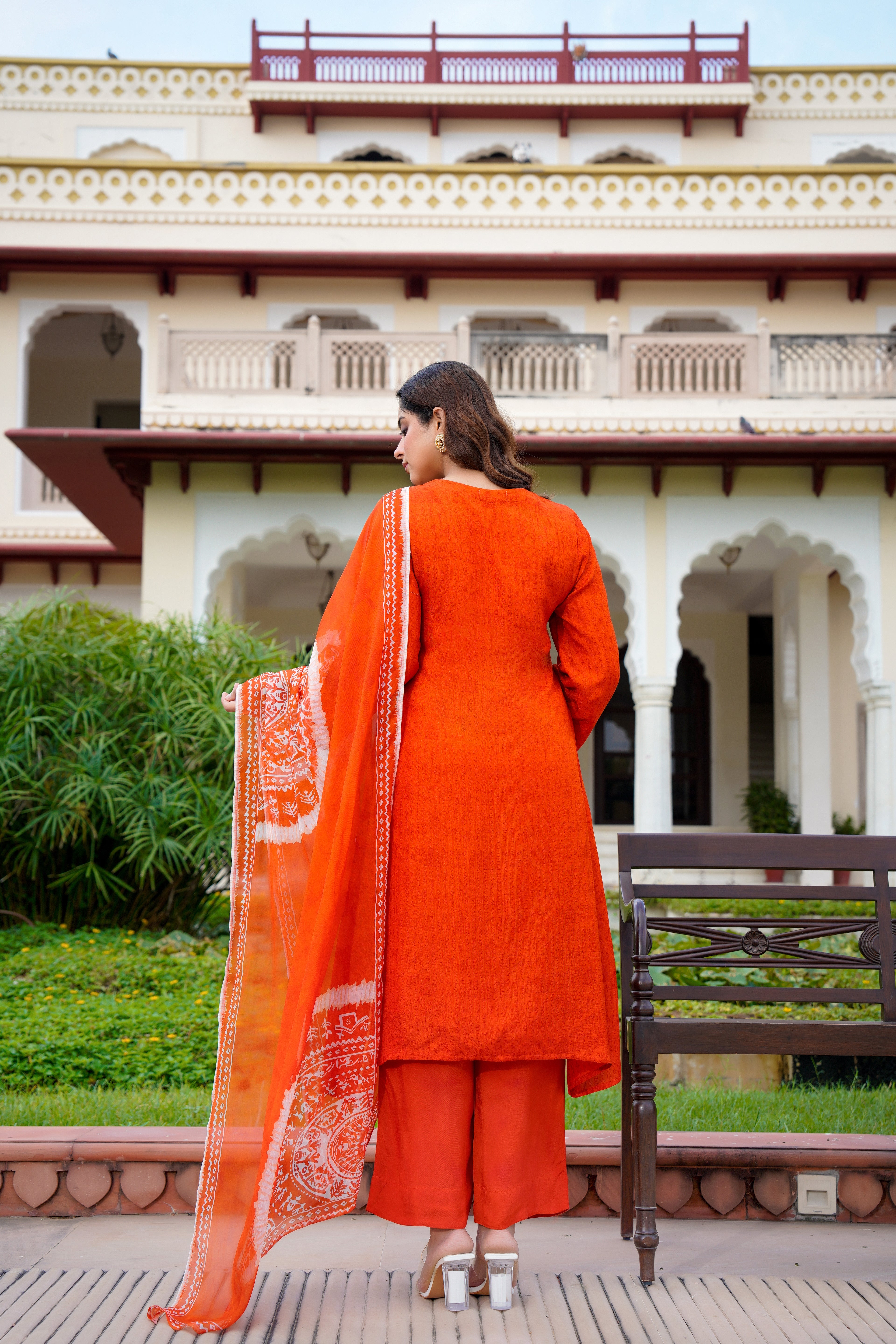Rustic Bloom Russian Silk Printed Suit Set