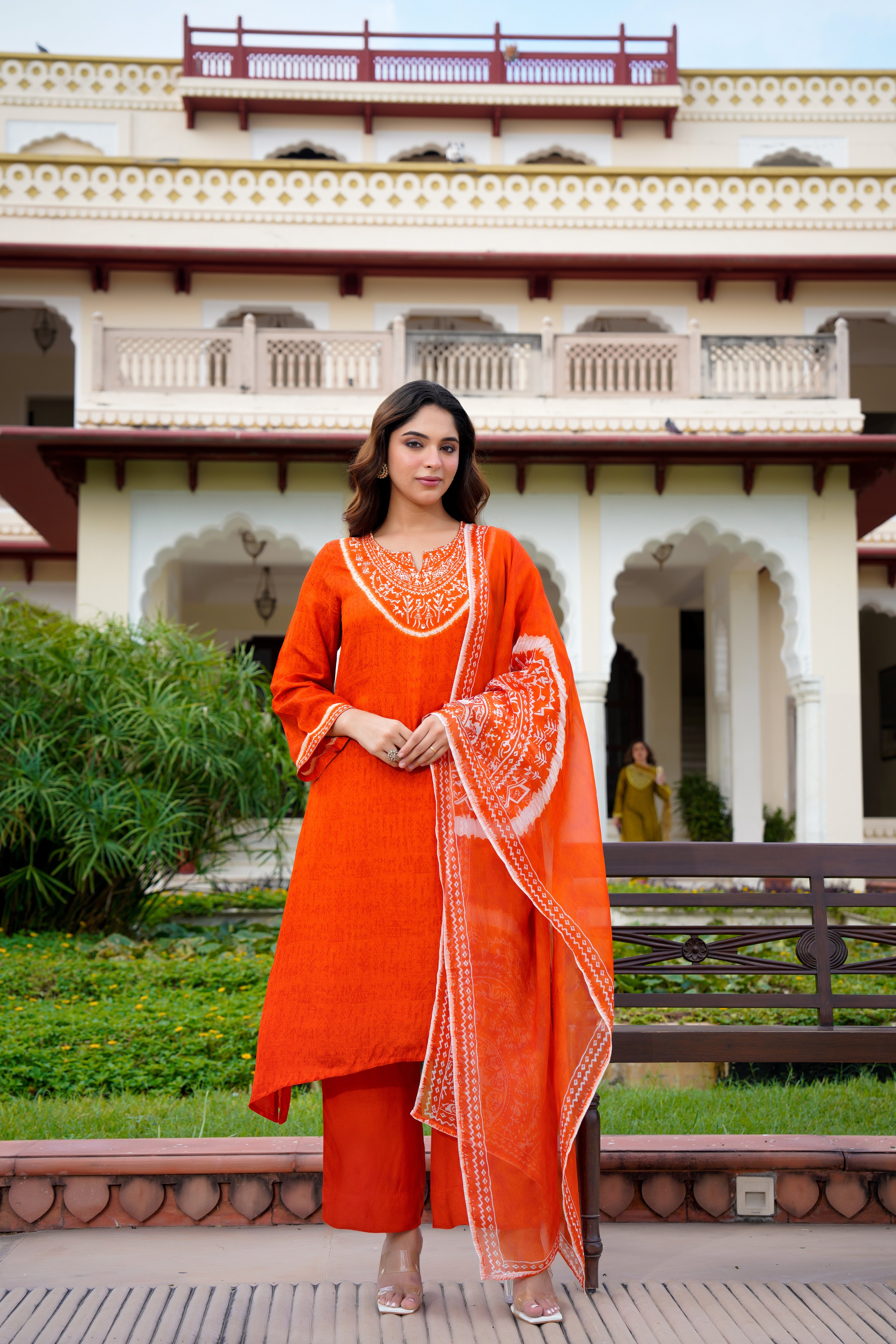 Rustic Bloom Russian Silk Printed Suit Set