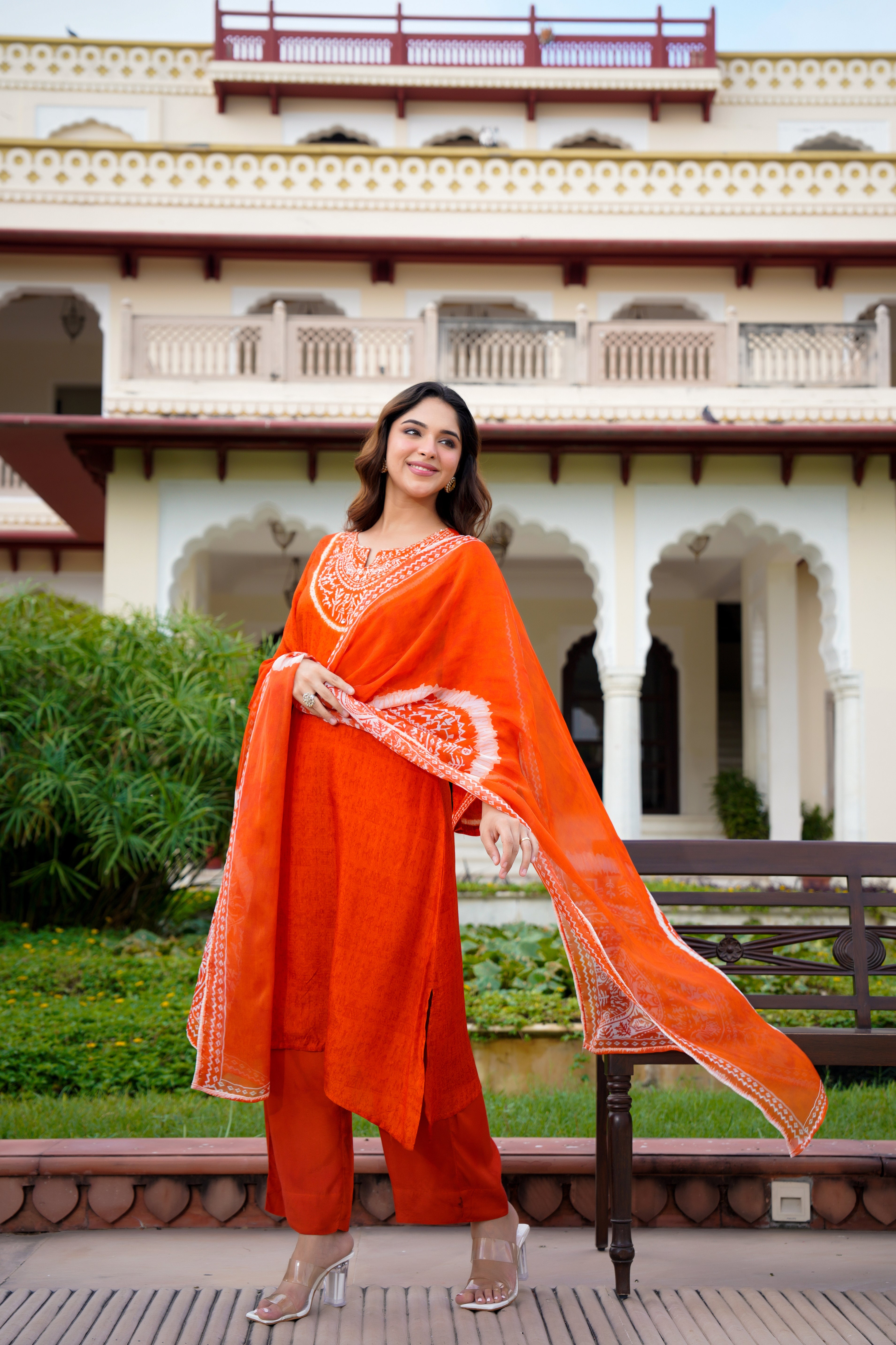 Rustic Bloom Russian Silk Printed Suit Set