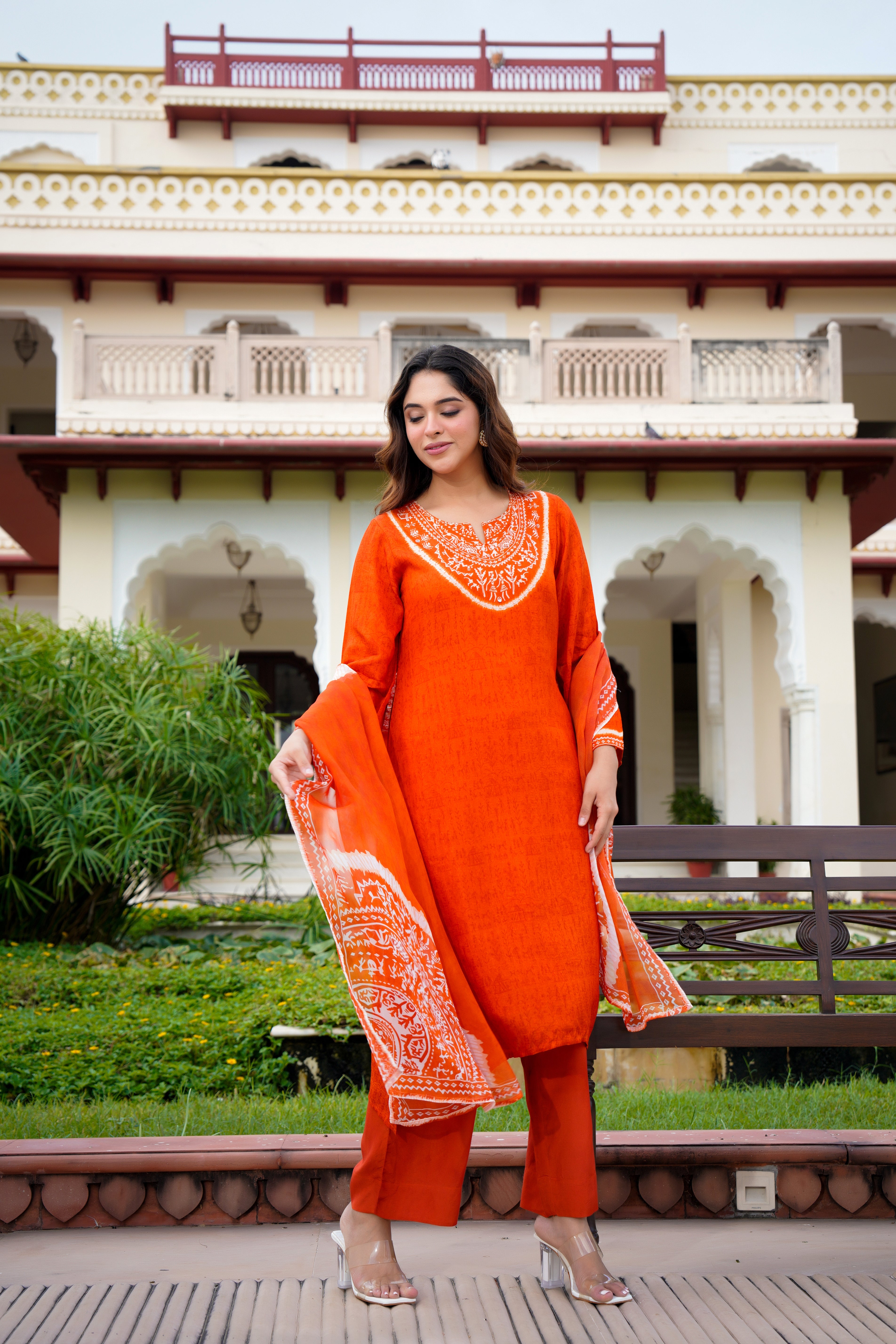 Rustic Bloom Russian Silk Printed Suit Set