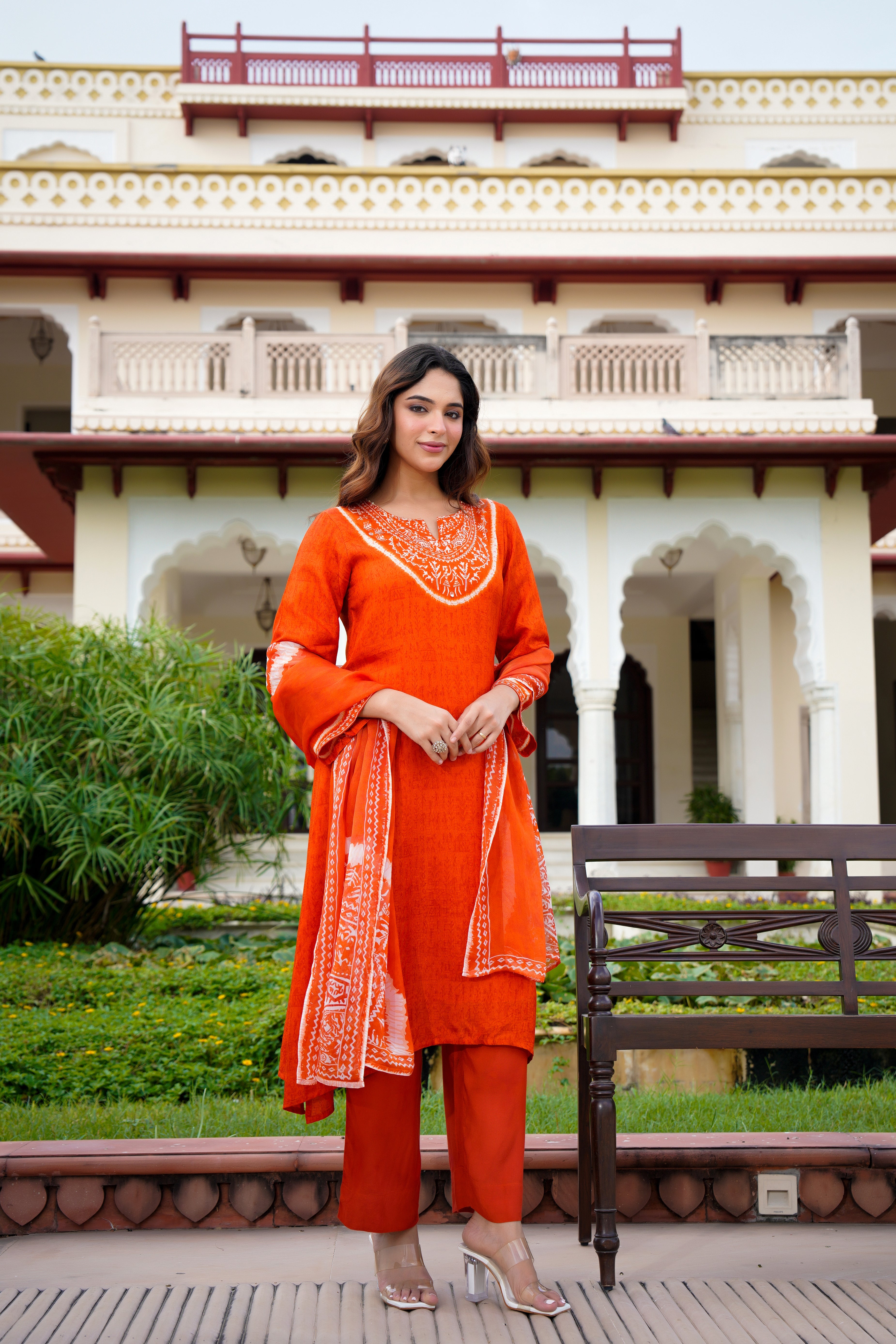Rustic Bloom Russian Silk Printed Suit Set