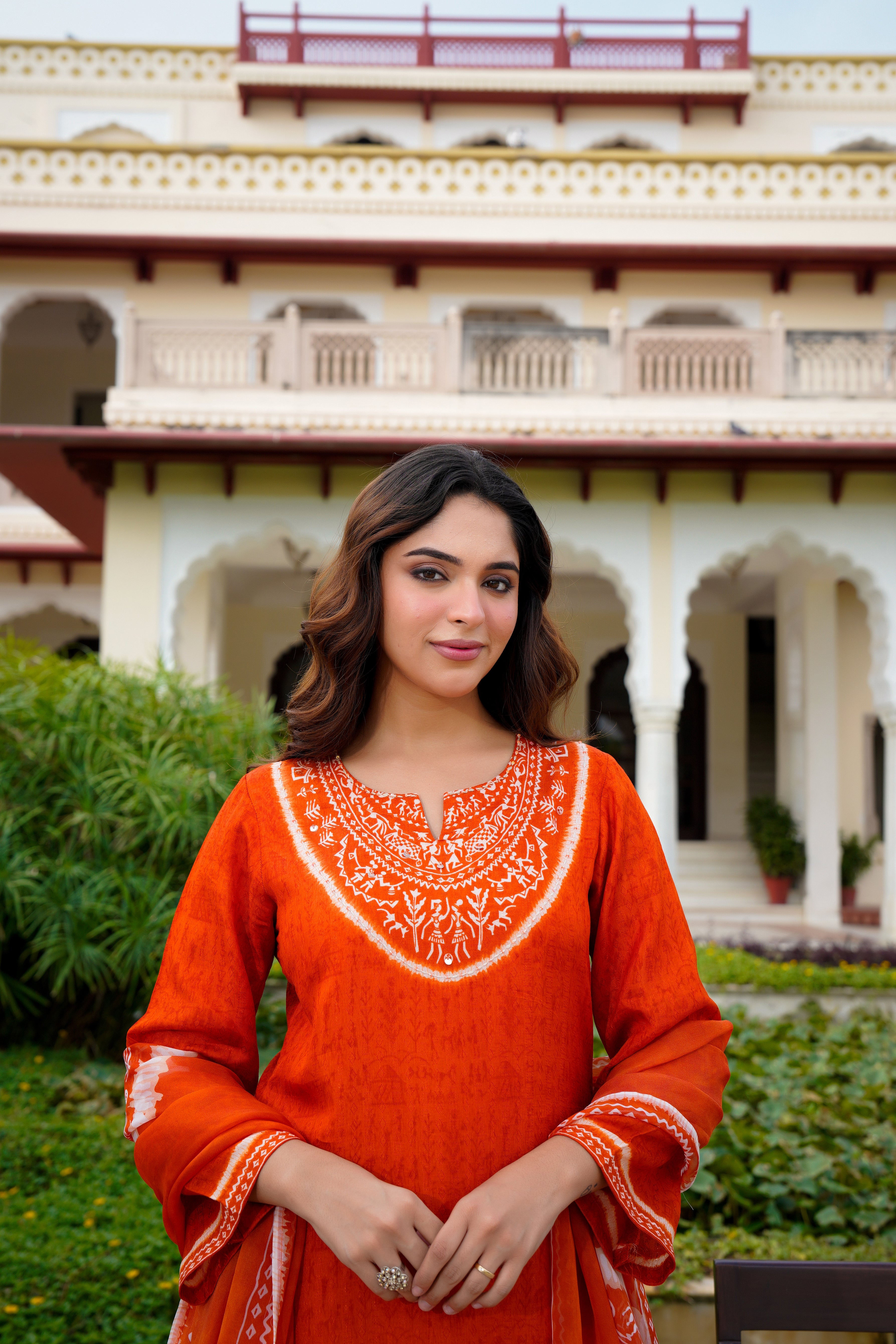 Rustic Bloom Russian Silk Printed Suit Set