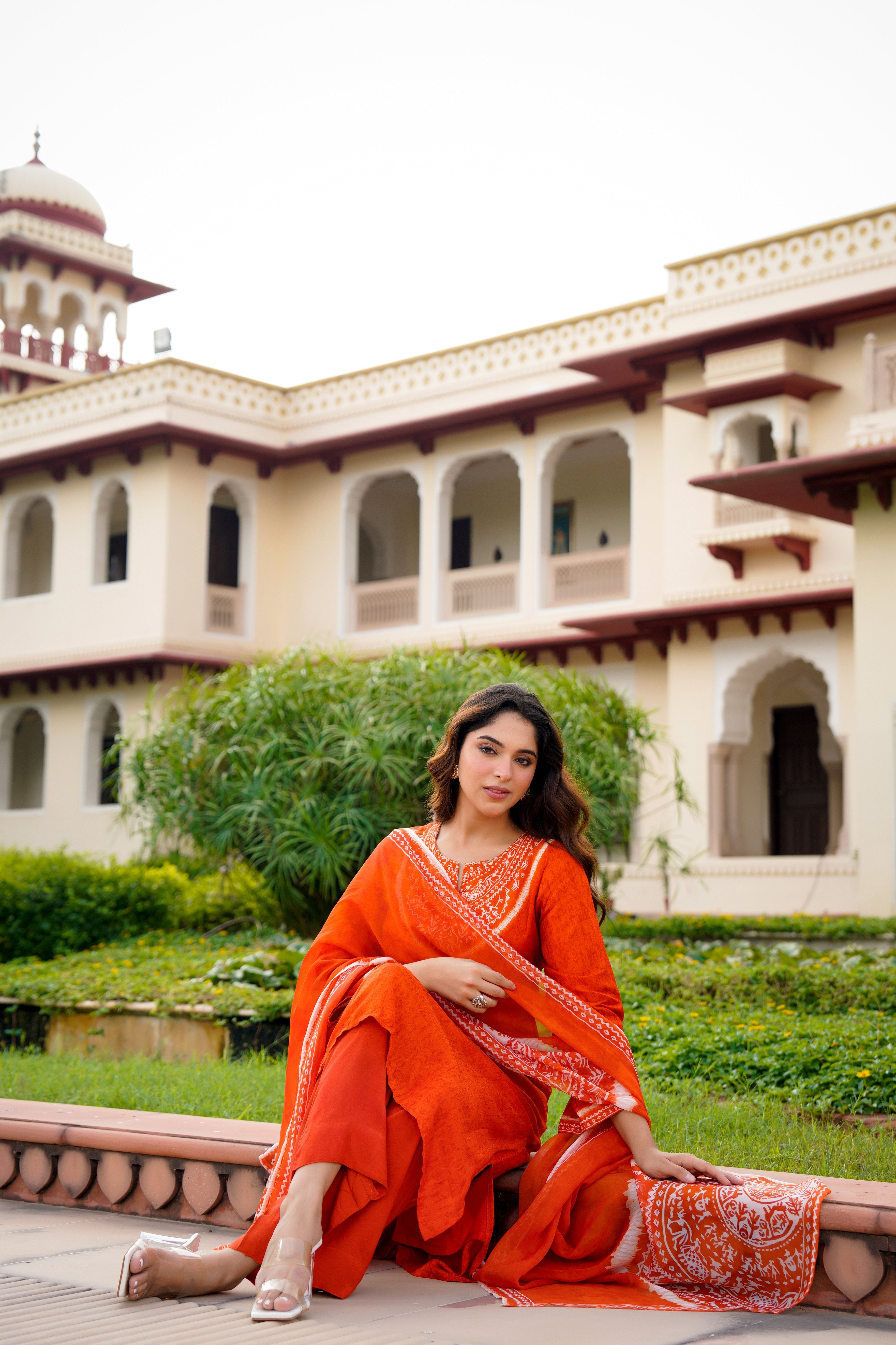 Rustic Bloom Russian Silk Printed Suit Set