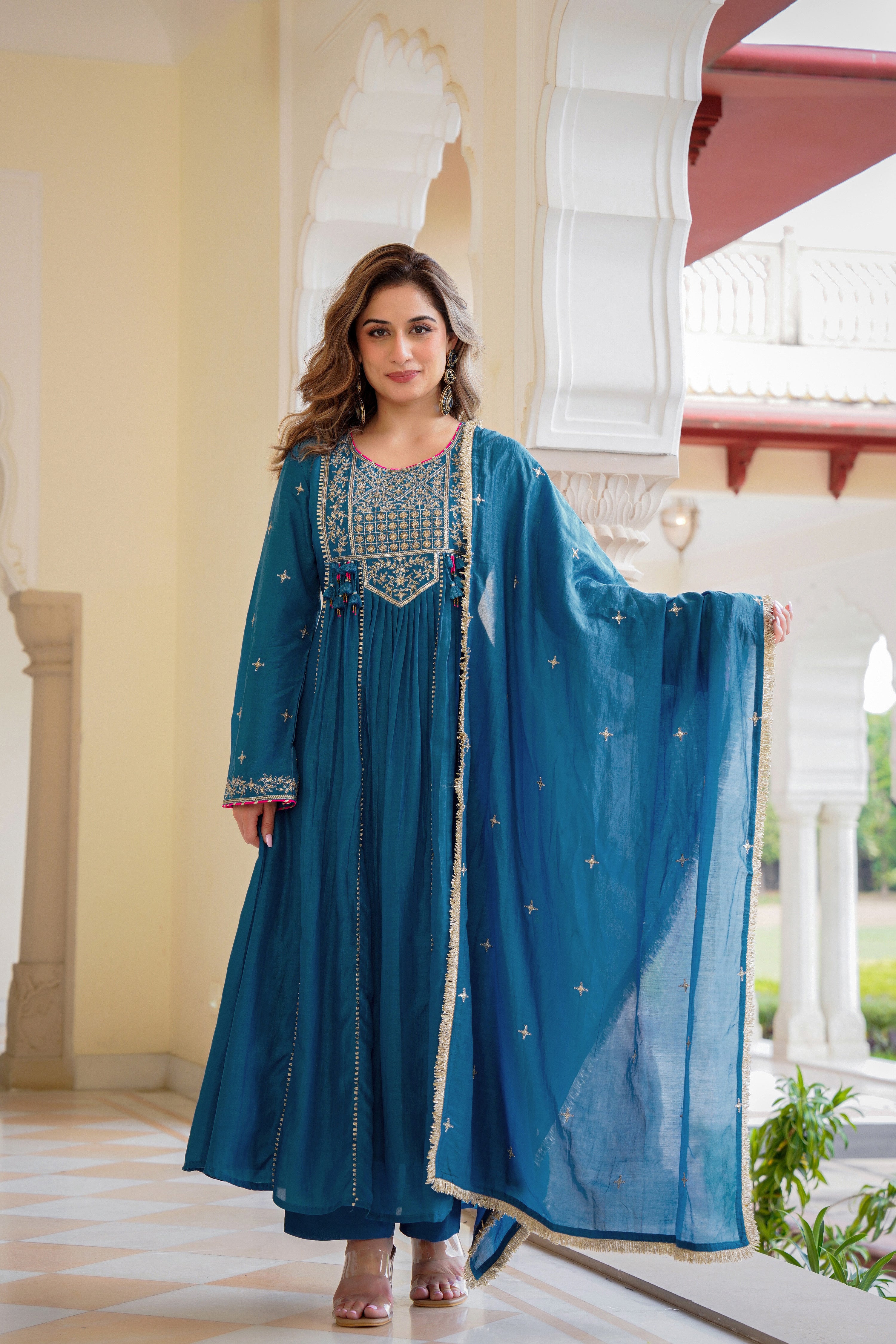 Blue Mehfil Embroidered Set