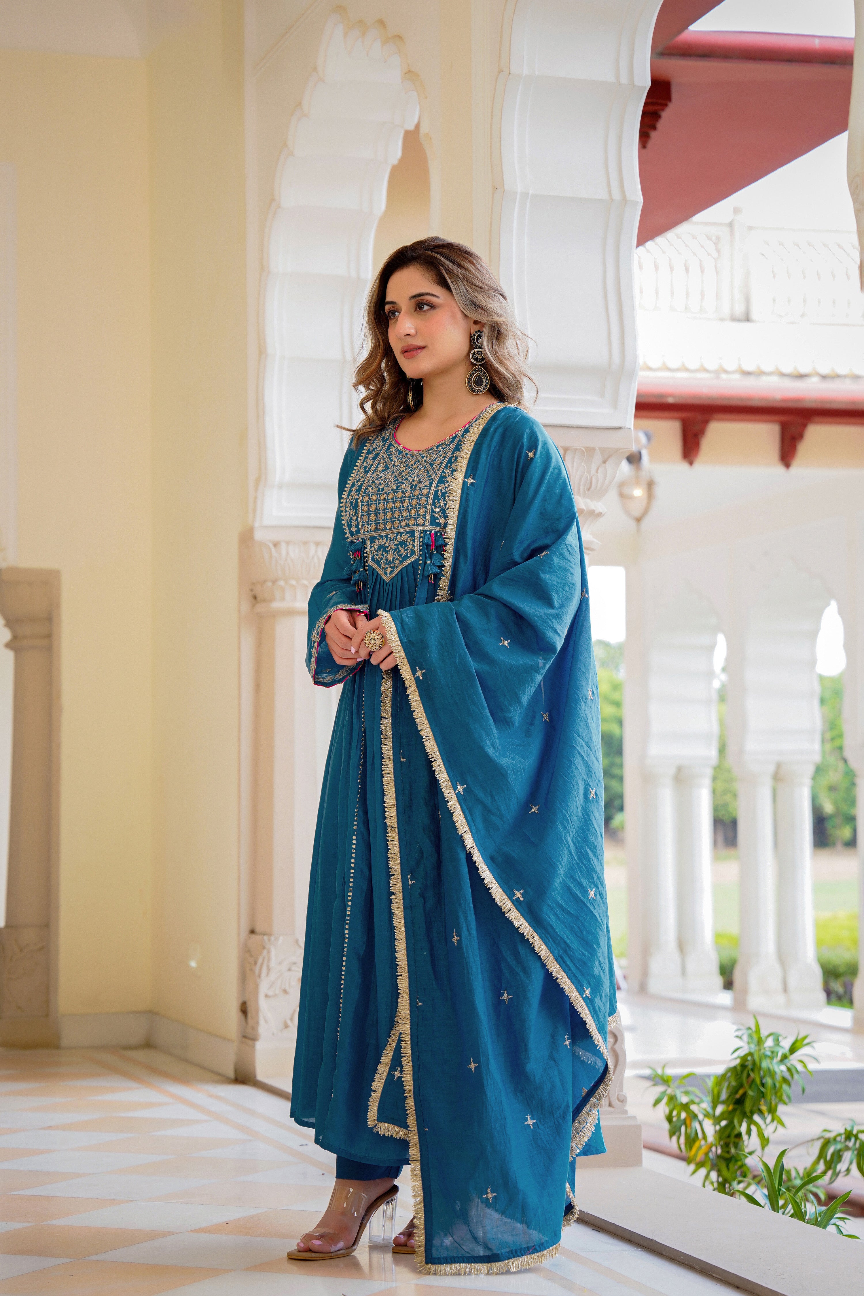 Blue Mehfil Embroidered Set