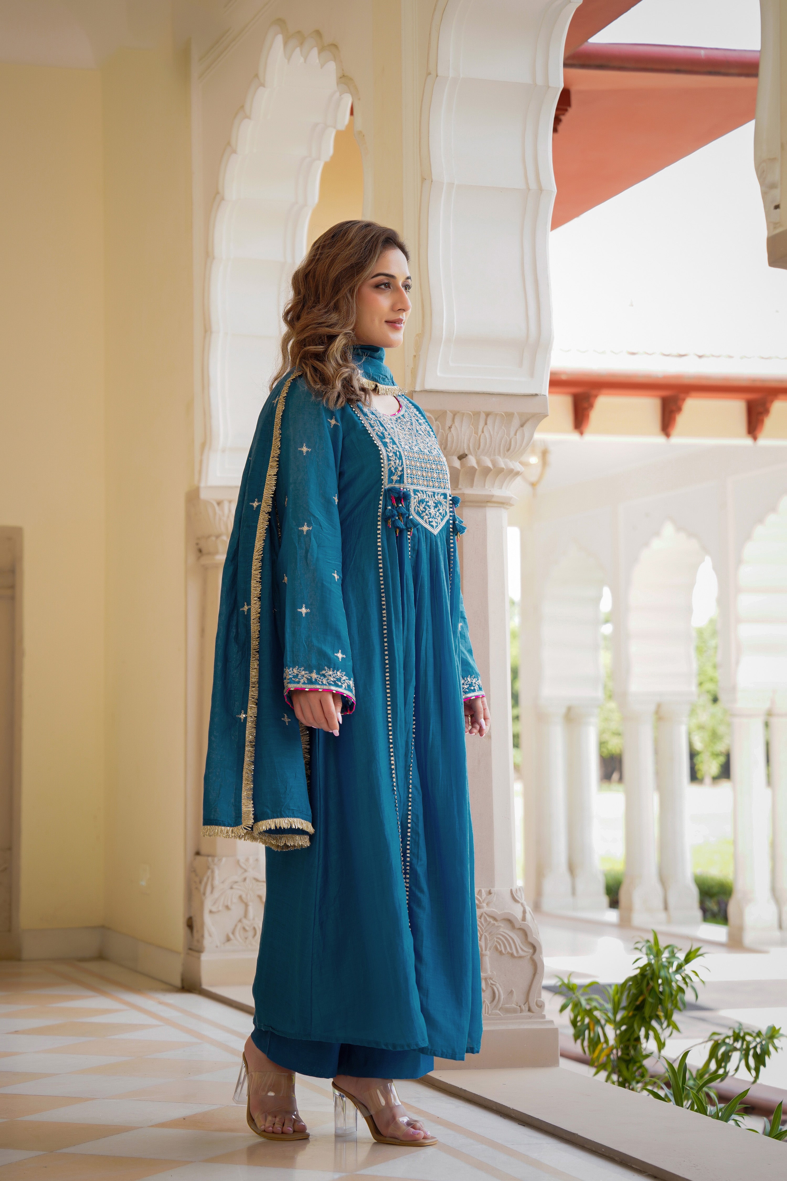 Blue Mehfil Embroidered Set