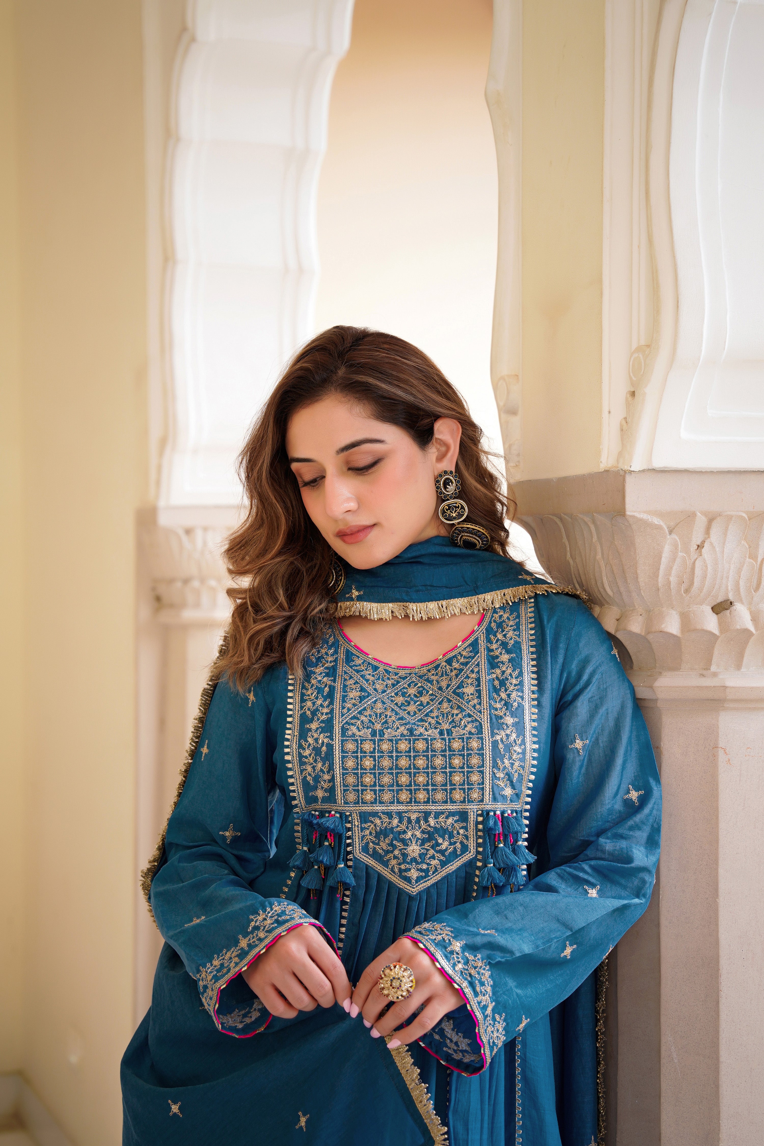 Blue Mehfil Embroidered Set