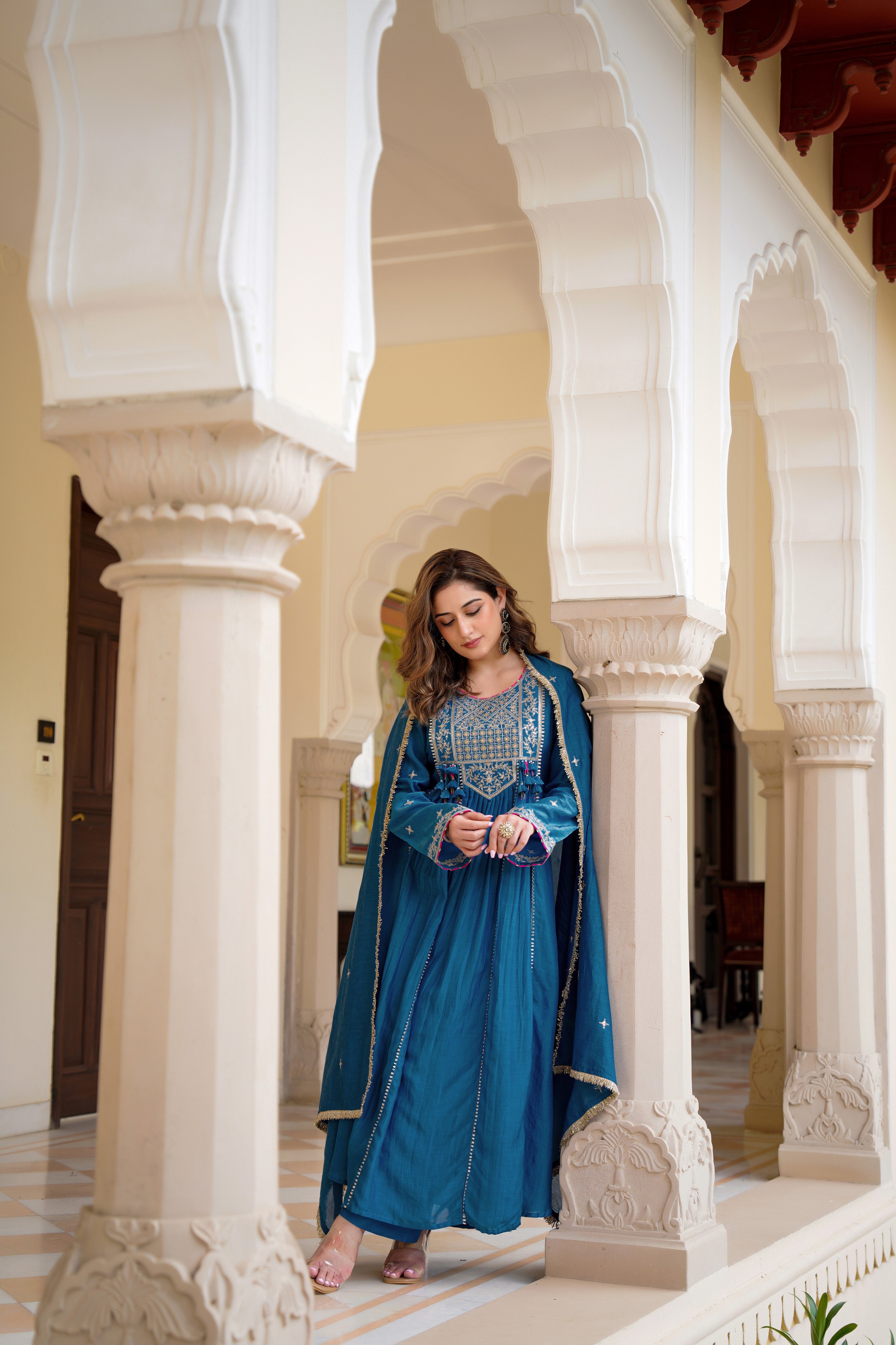 Blue Mehfil Embroidered Set
