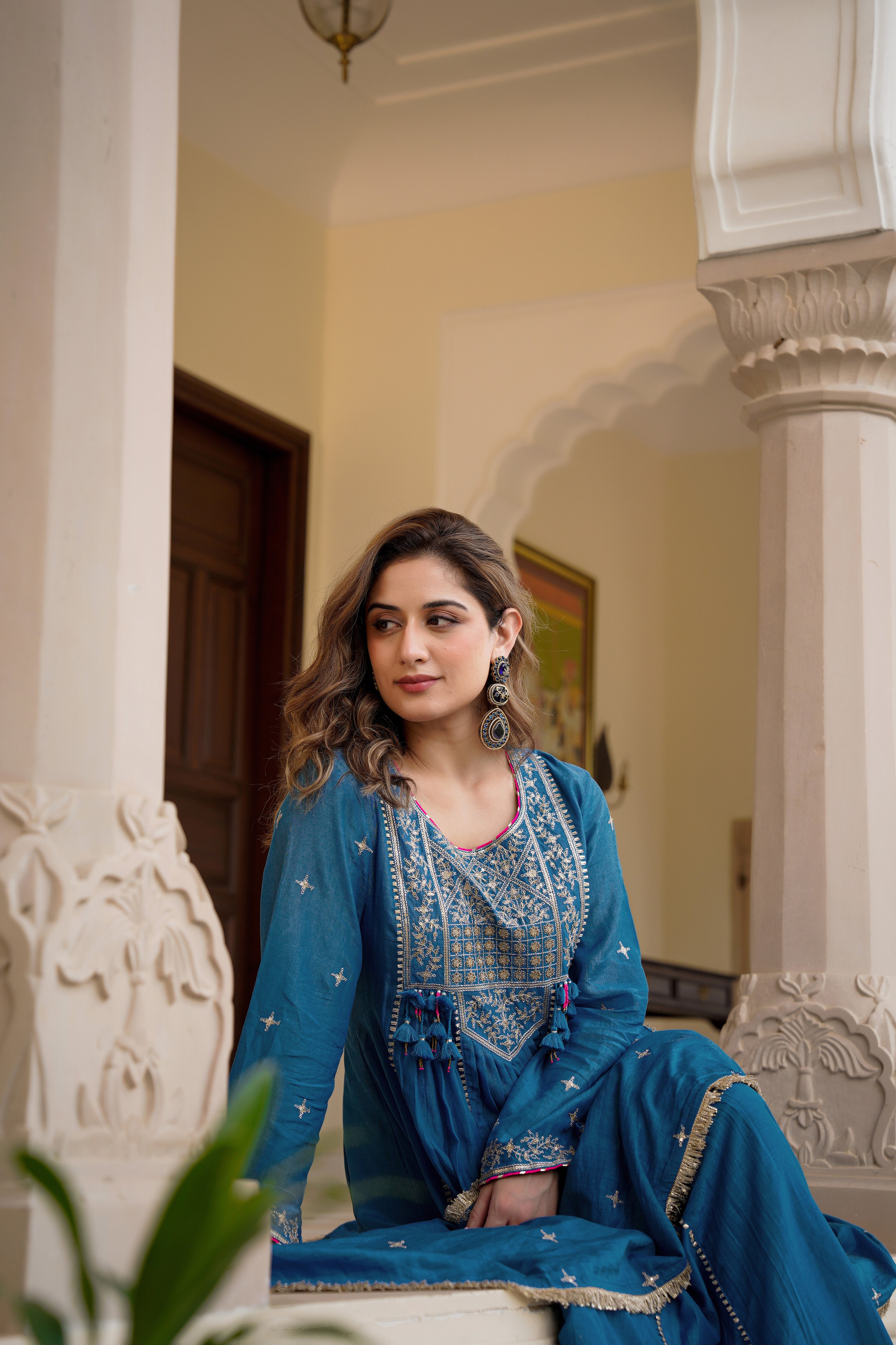 Blue Mehfil Embroidered Set