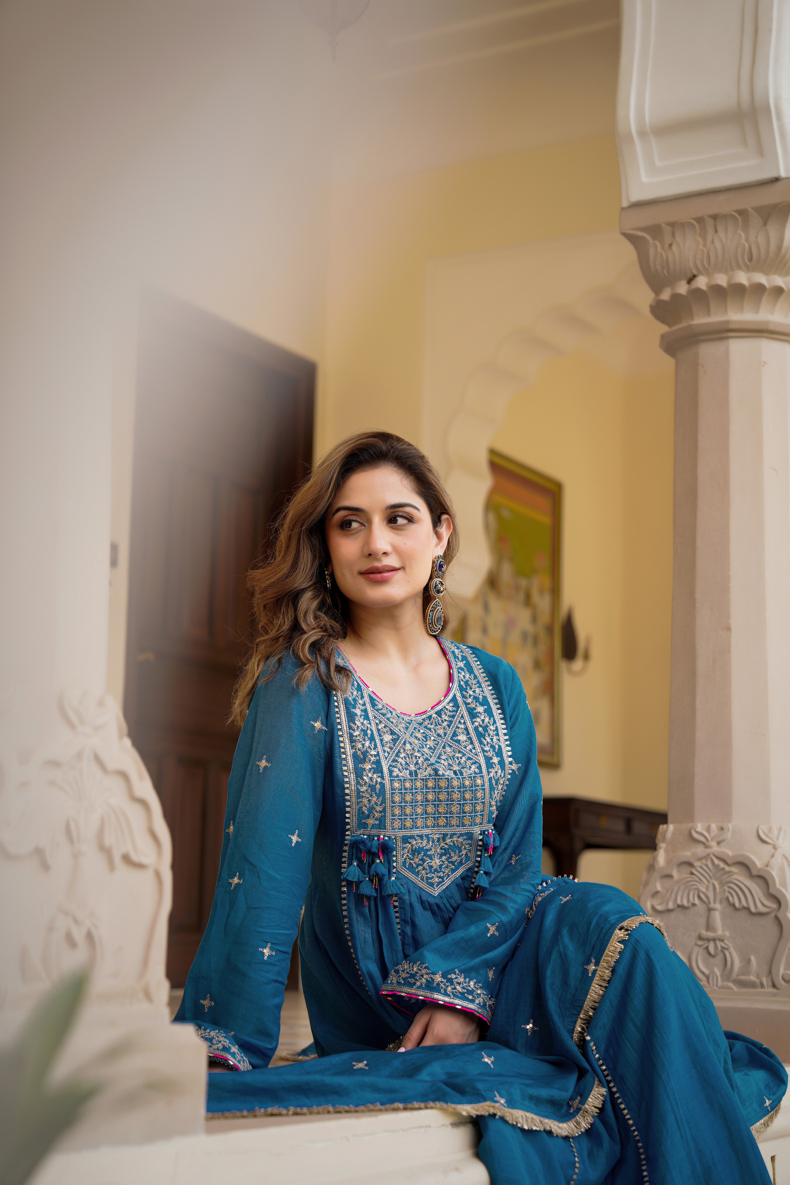 Blue Mehfil Embroidered Set