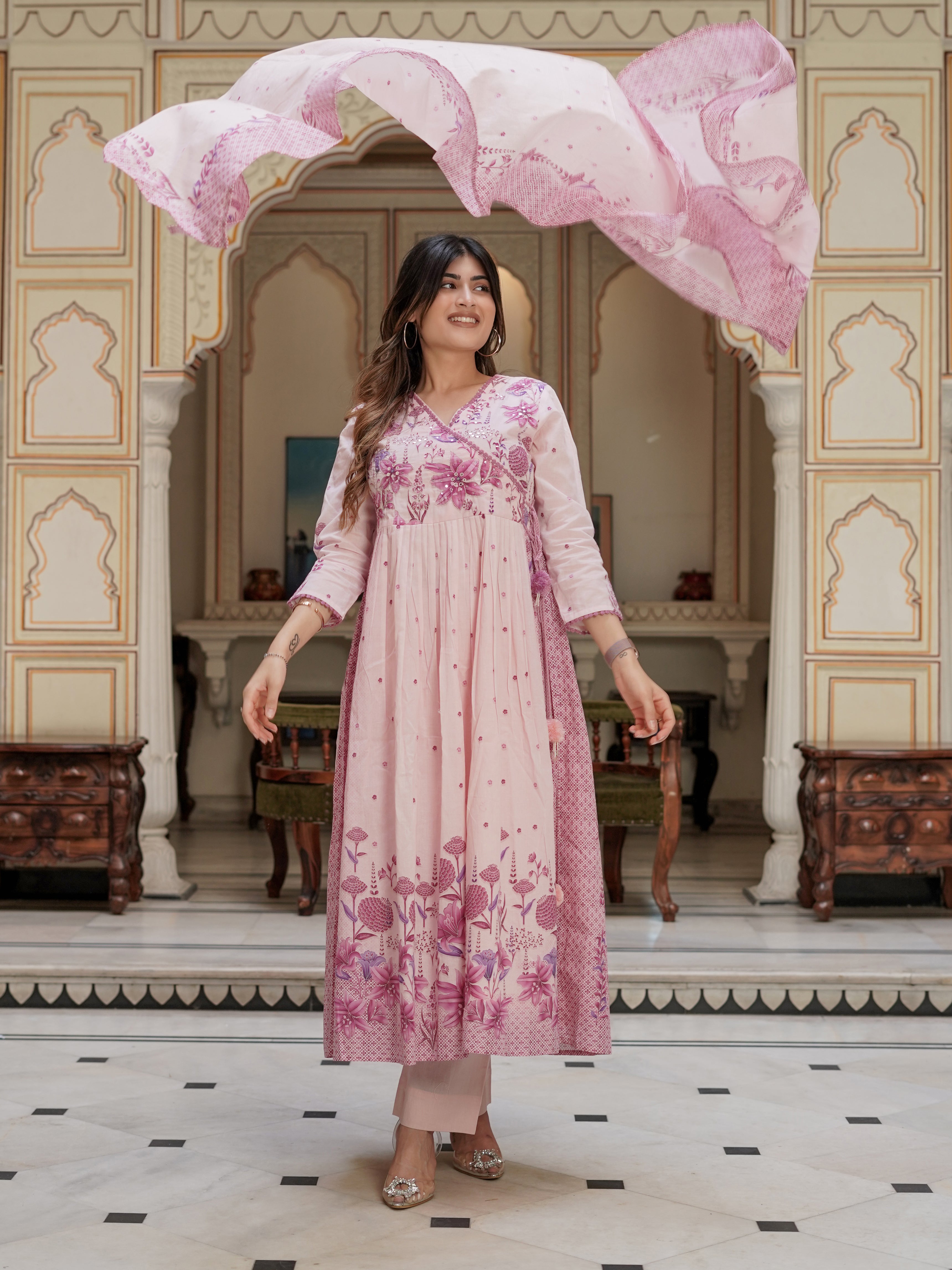 Royal Blush Pink Anarkali Set
