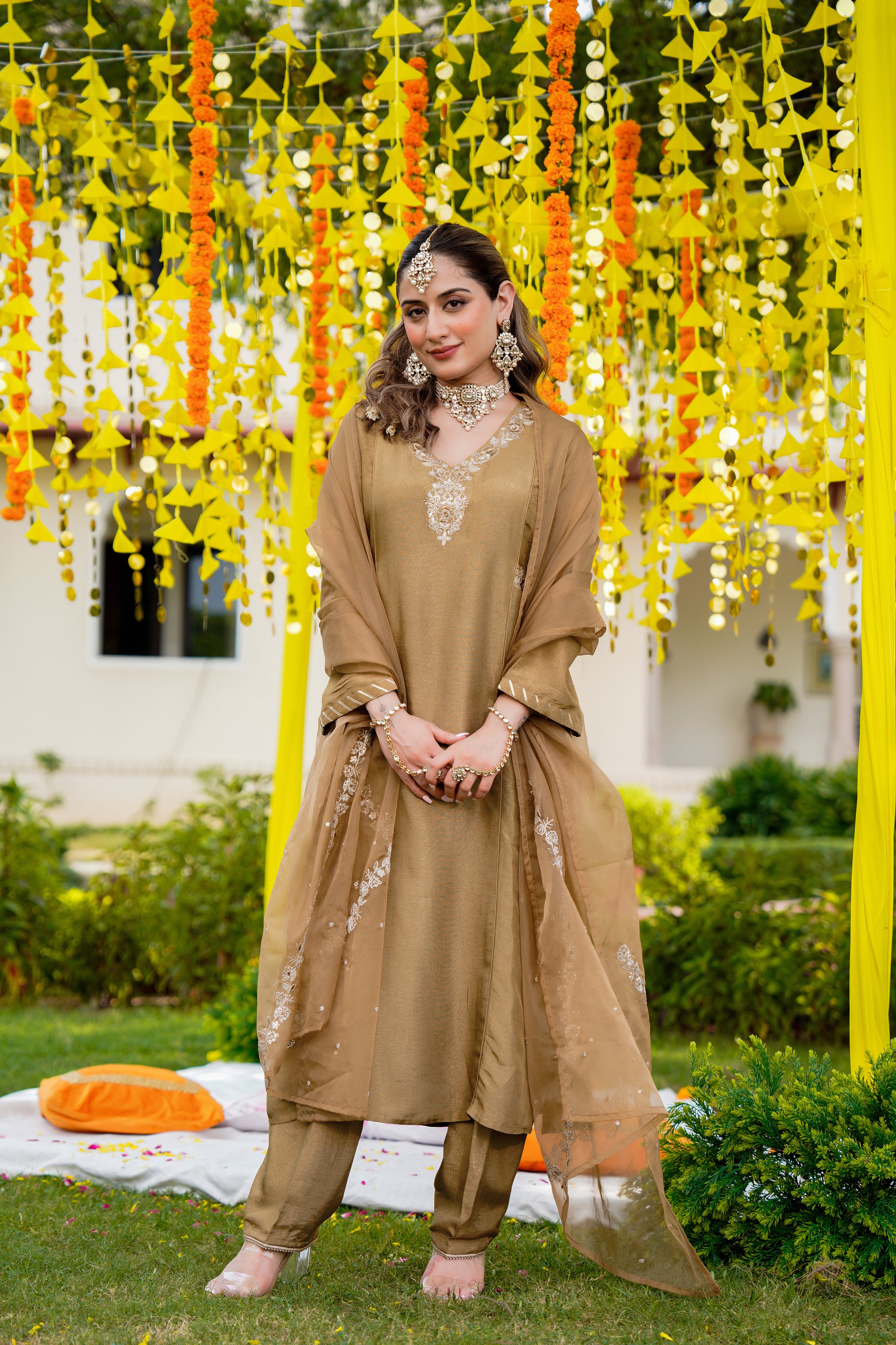 Antique Moss Gold Suit Set