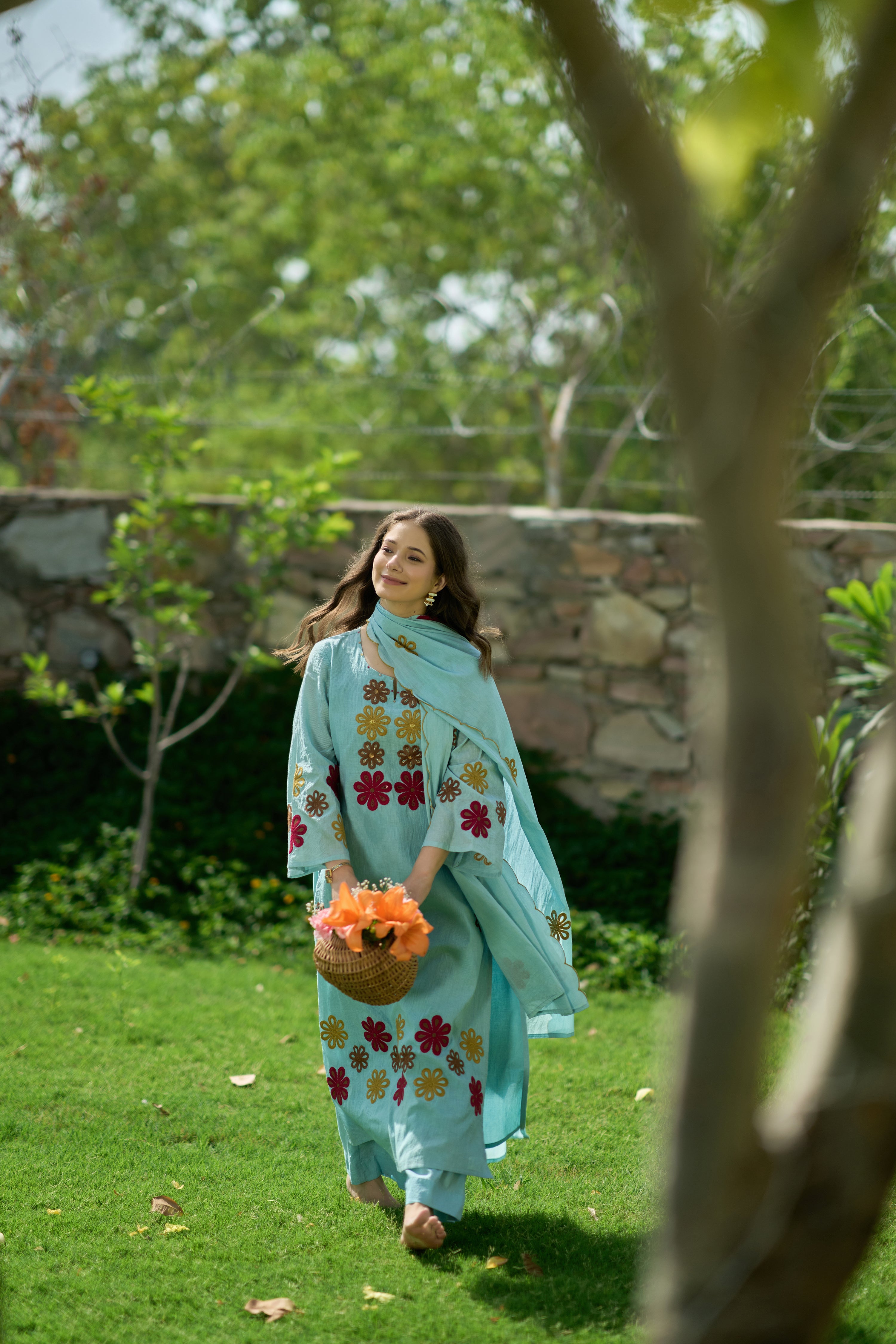 Sky Blossom Suit Set - View 8 - Ethnic Wear by Aykaa