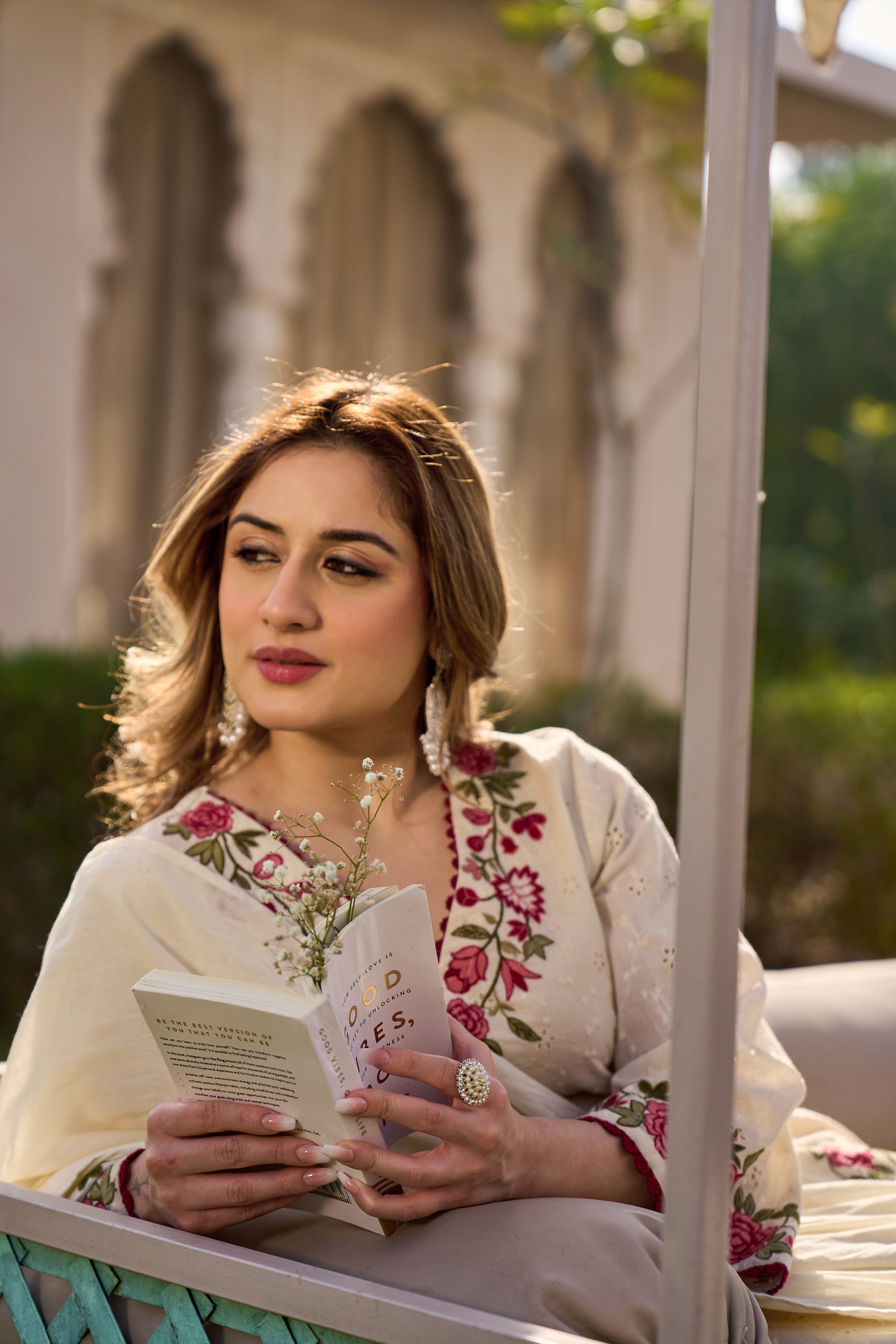 Ivory Blossom Cotton Chiffli Suit Set